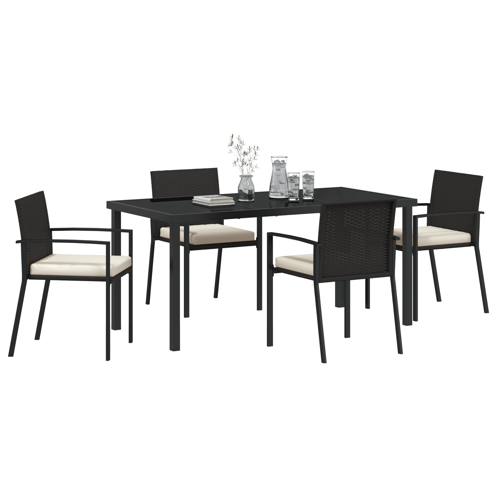 vidaXL 5-delige Tuinset Zwart Poly Rattan