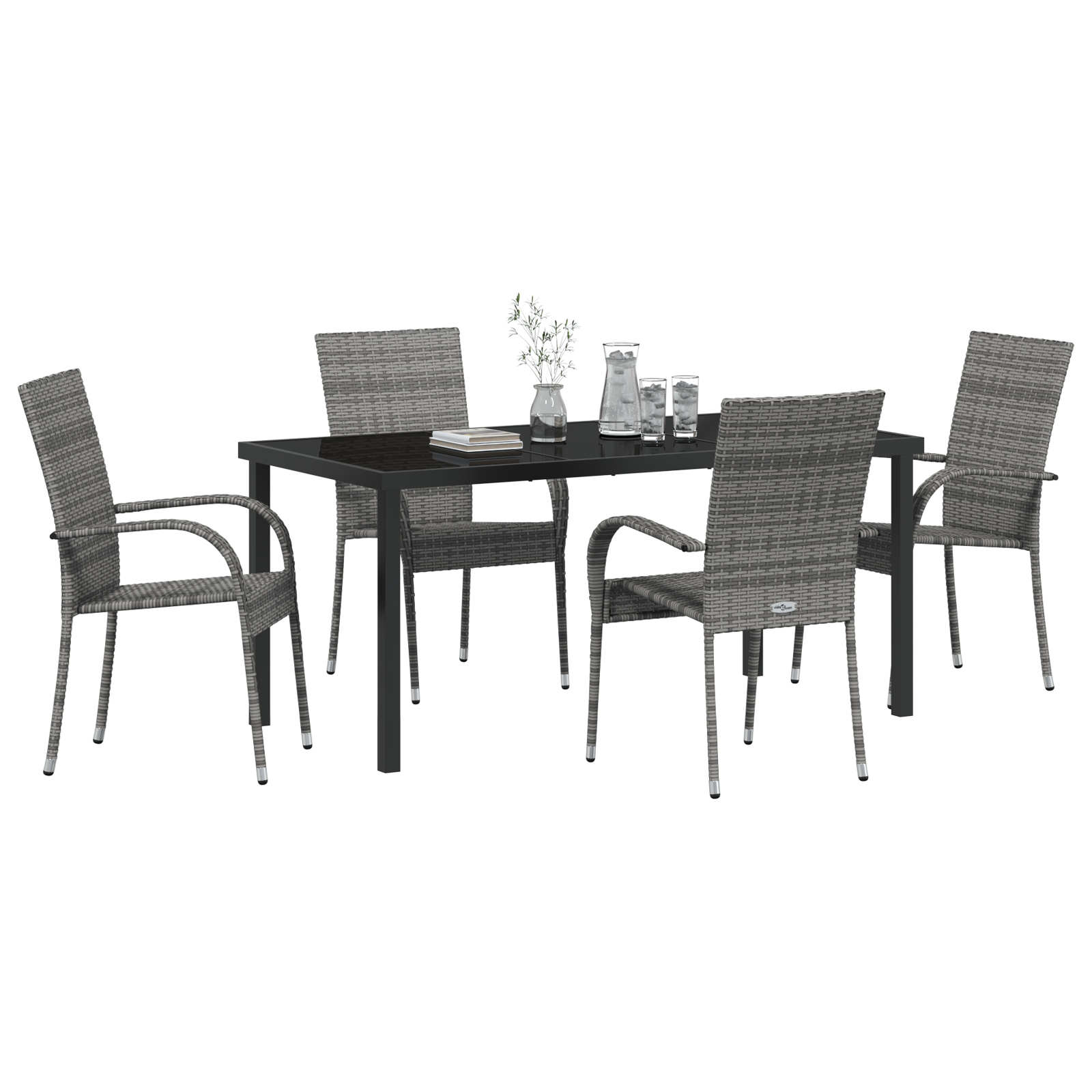 vidaXL 5-delige Tuinset - Grijs Poly Rattan