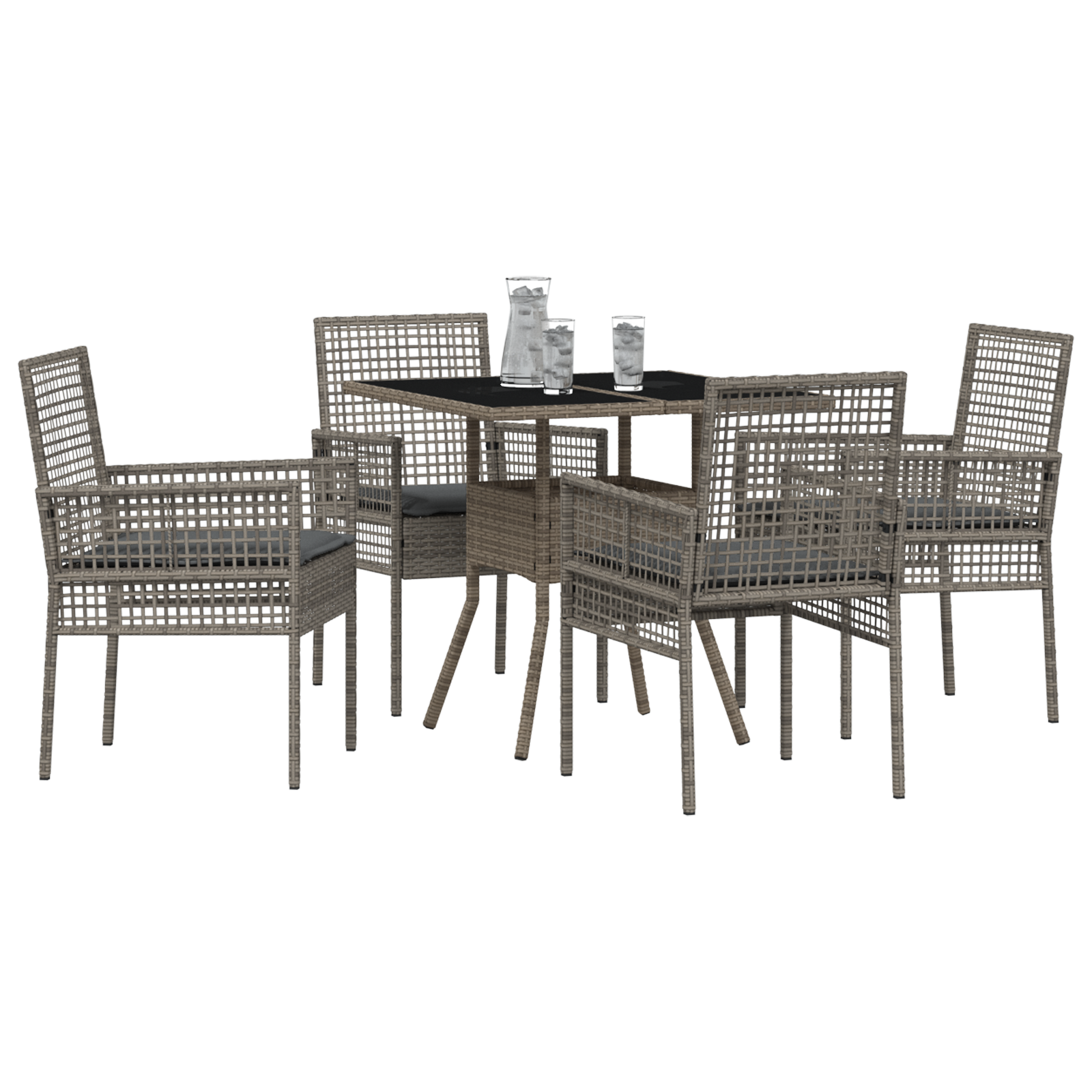vidaXL 5-delige Tuinset poly rattan grijs