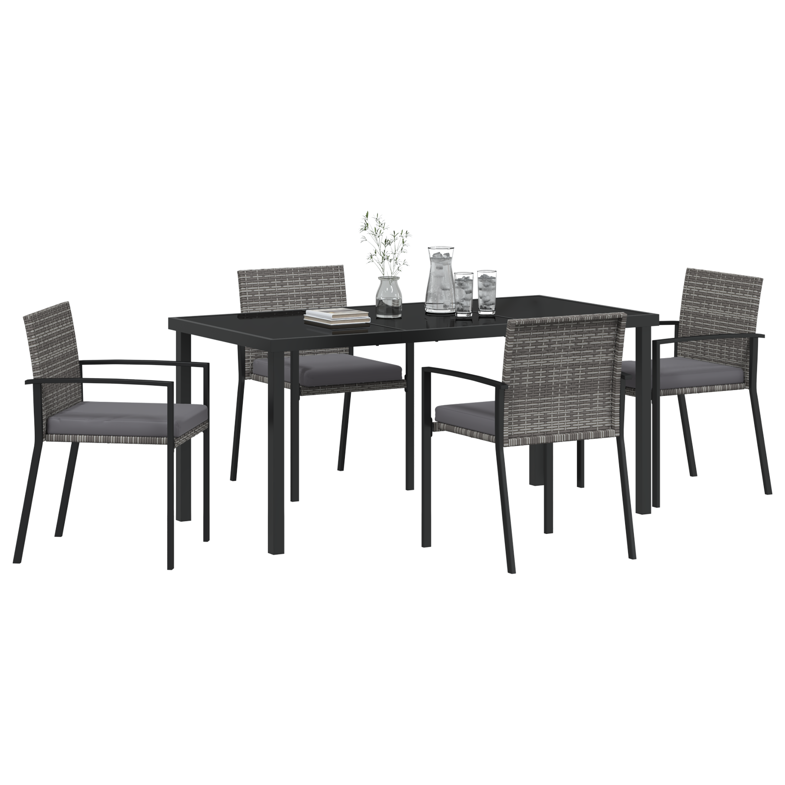 vidaXL 5-delige tuinset grijs poly rattan