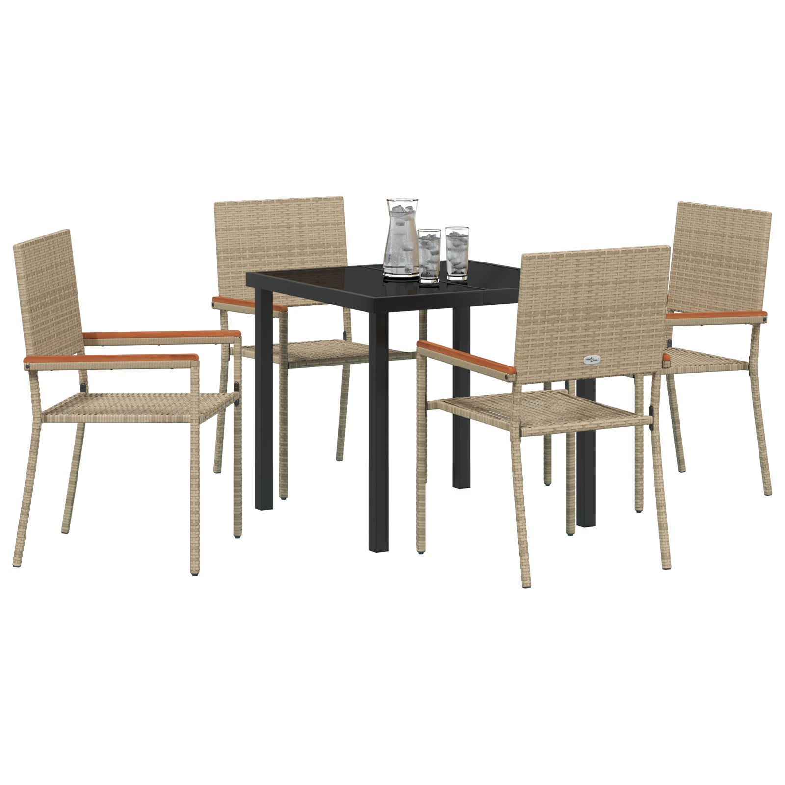 vidaXL 5-delige tuinset in beige poly rattan