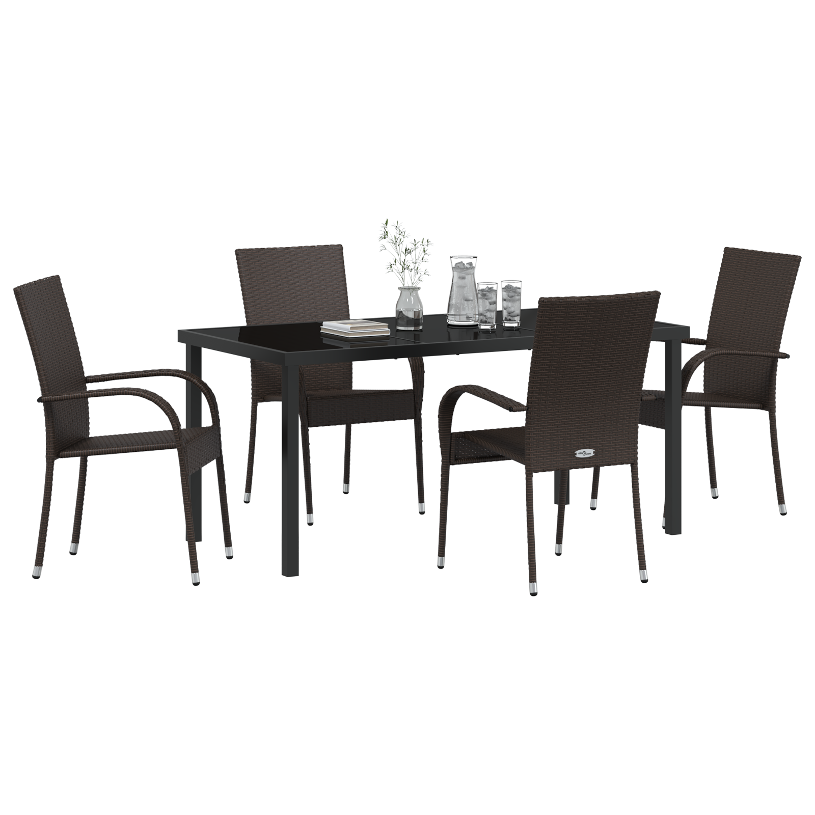 vidaXL 5-delige tuinset in bruin poly rattan