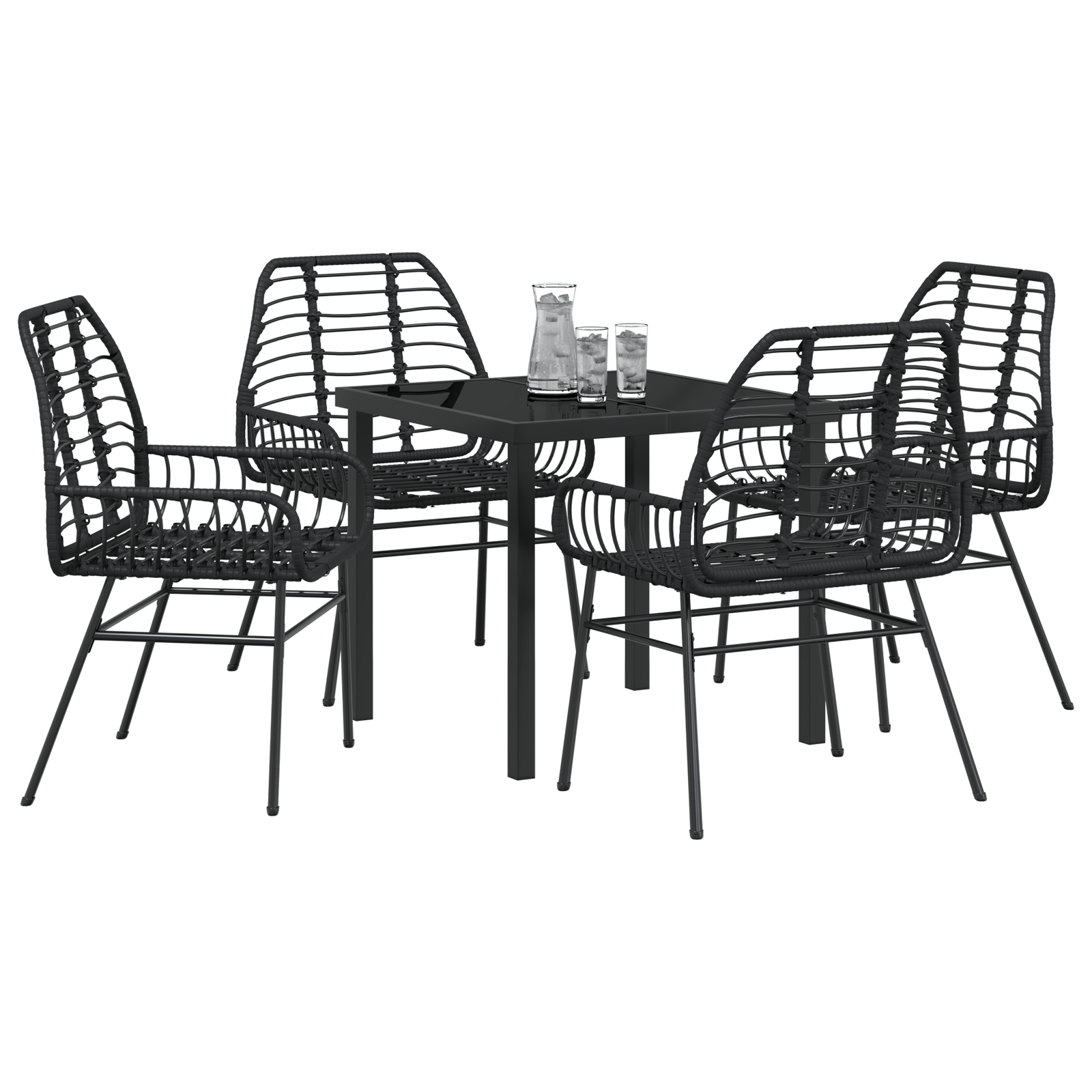 vidaXL 5-delige tuinset zwart poly rattan
