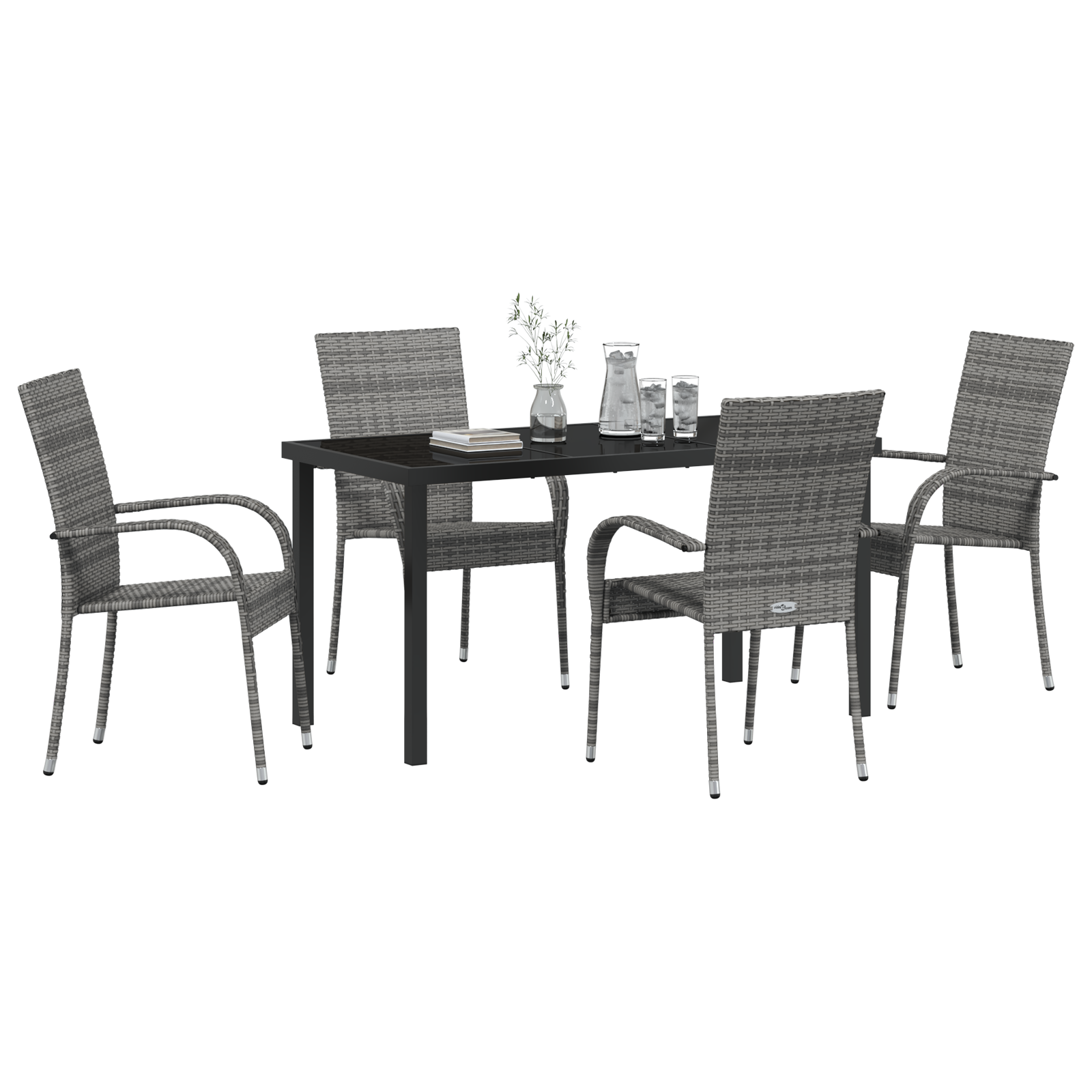 vidaXL 5-delige tuinset - Grijze poly rattan