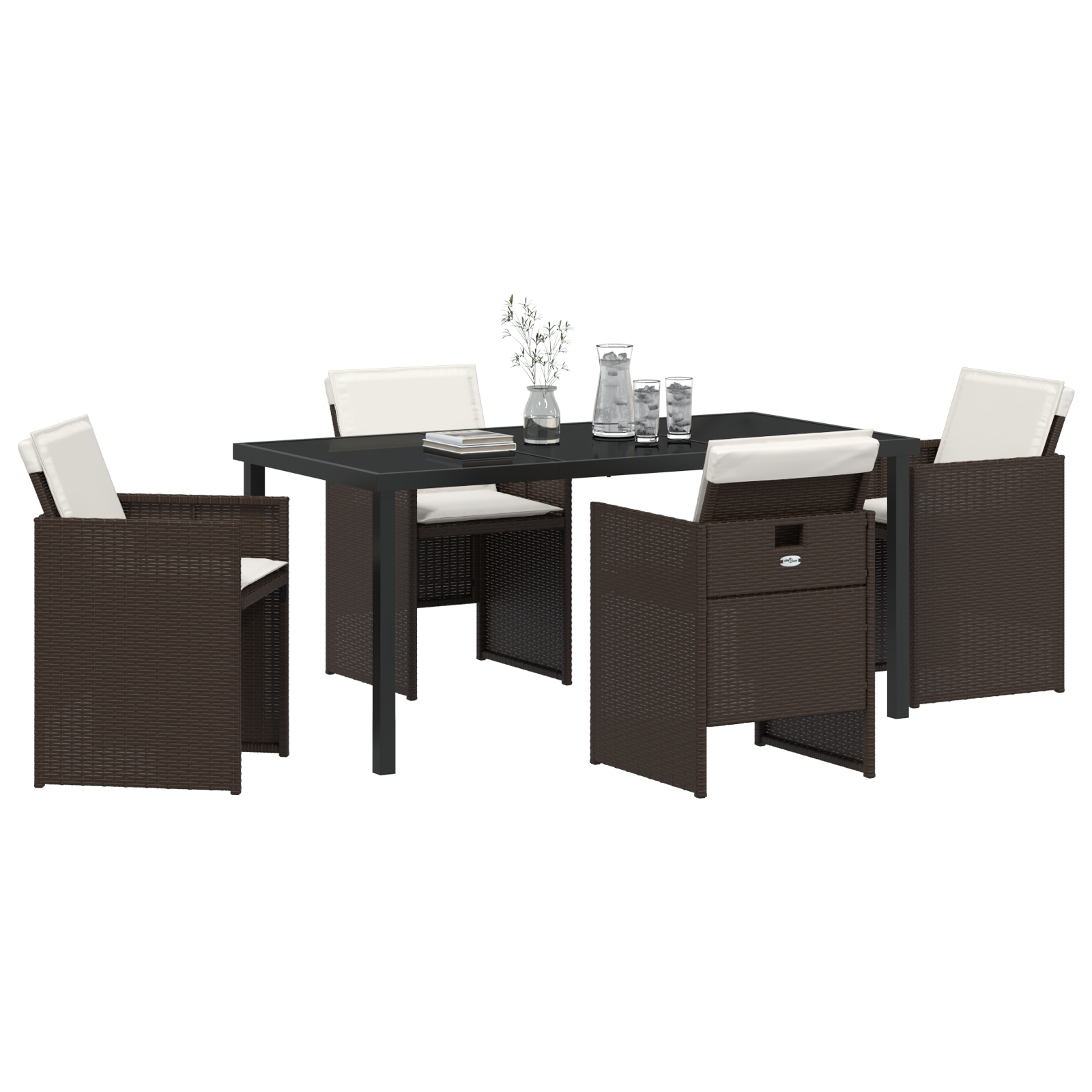 vidaXL 5-delige tuinset met kussens bruin poly rattan