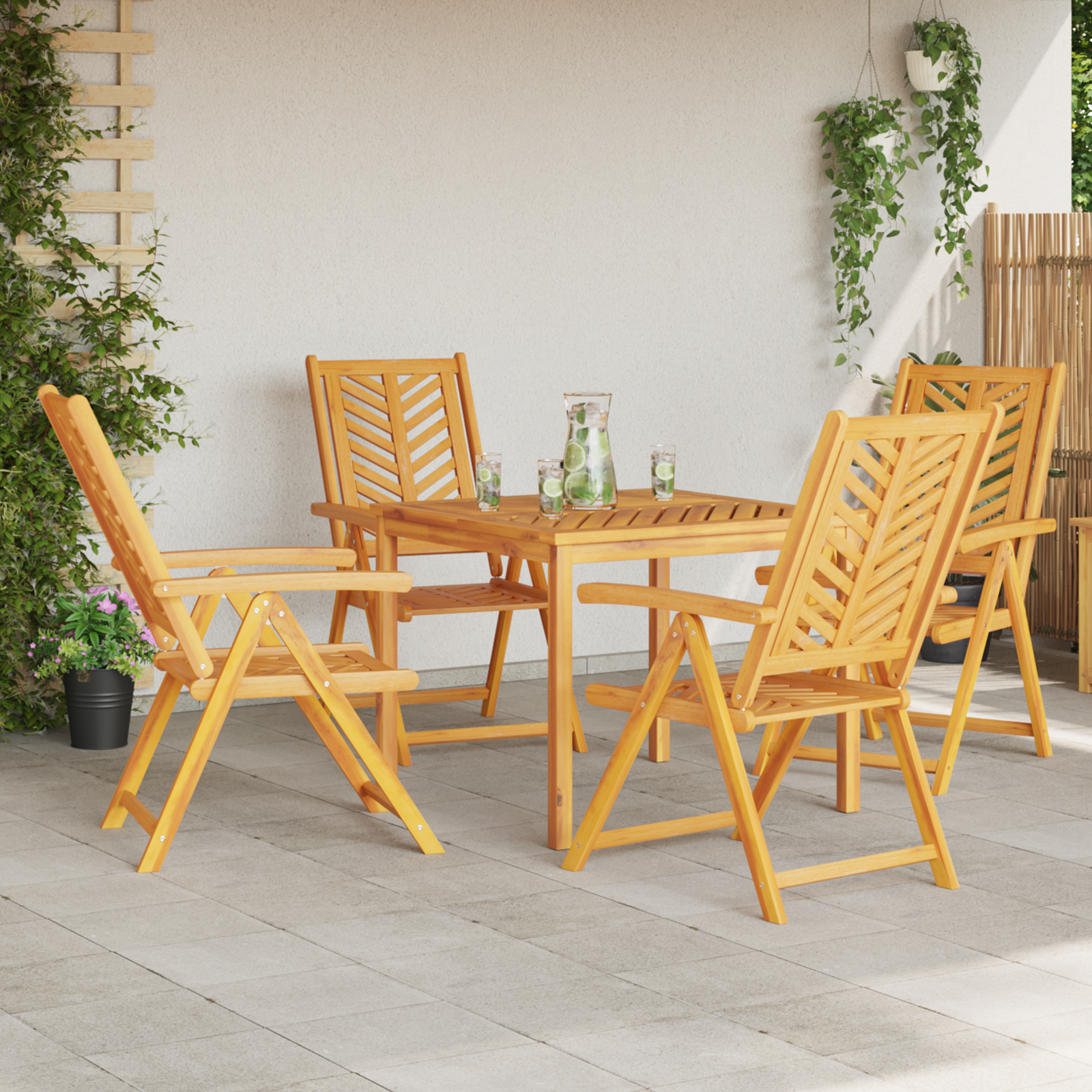 vidaXL Liggende Tuinstoelen 4 stuks Massief Hout Acacia