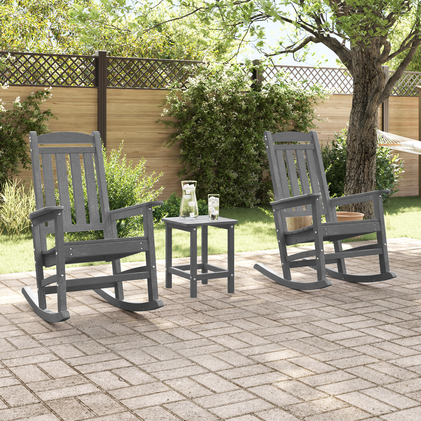 vidaXL Tuin Schommelen Stoelen 2 stuks Lichtgrijs 70x92x107,5 cm HDPE