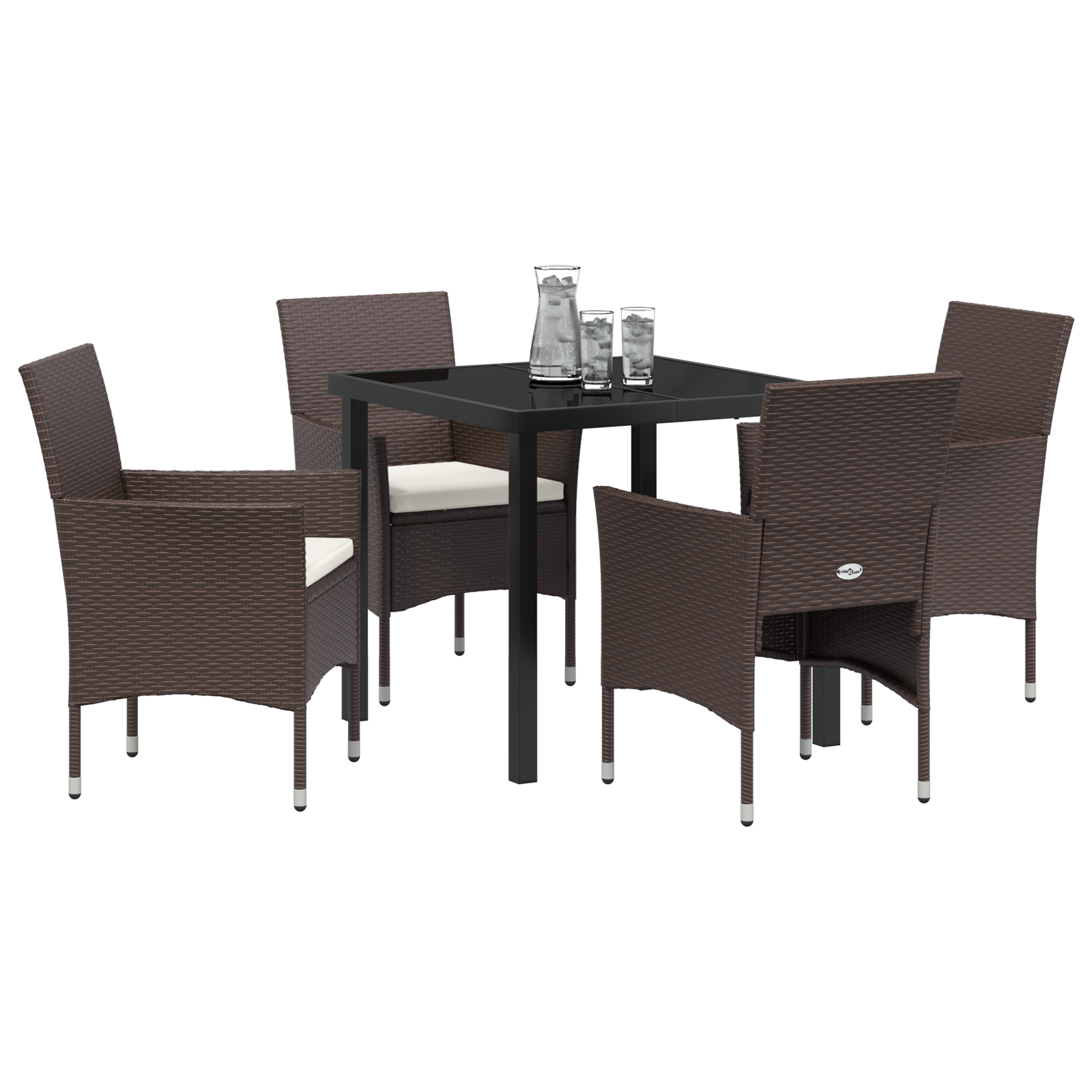 vidaXL 5-delige Tuin Eettafelset Bruin Poly Rattan