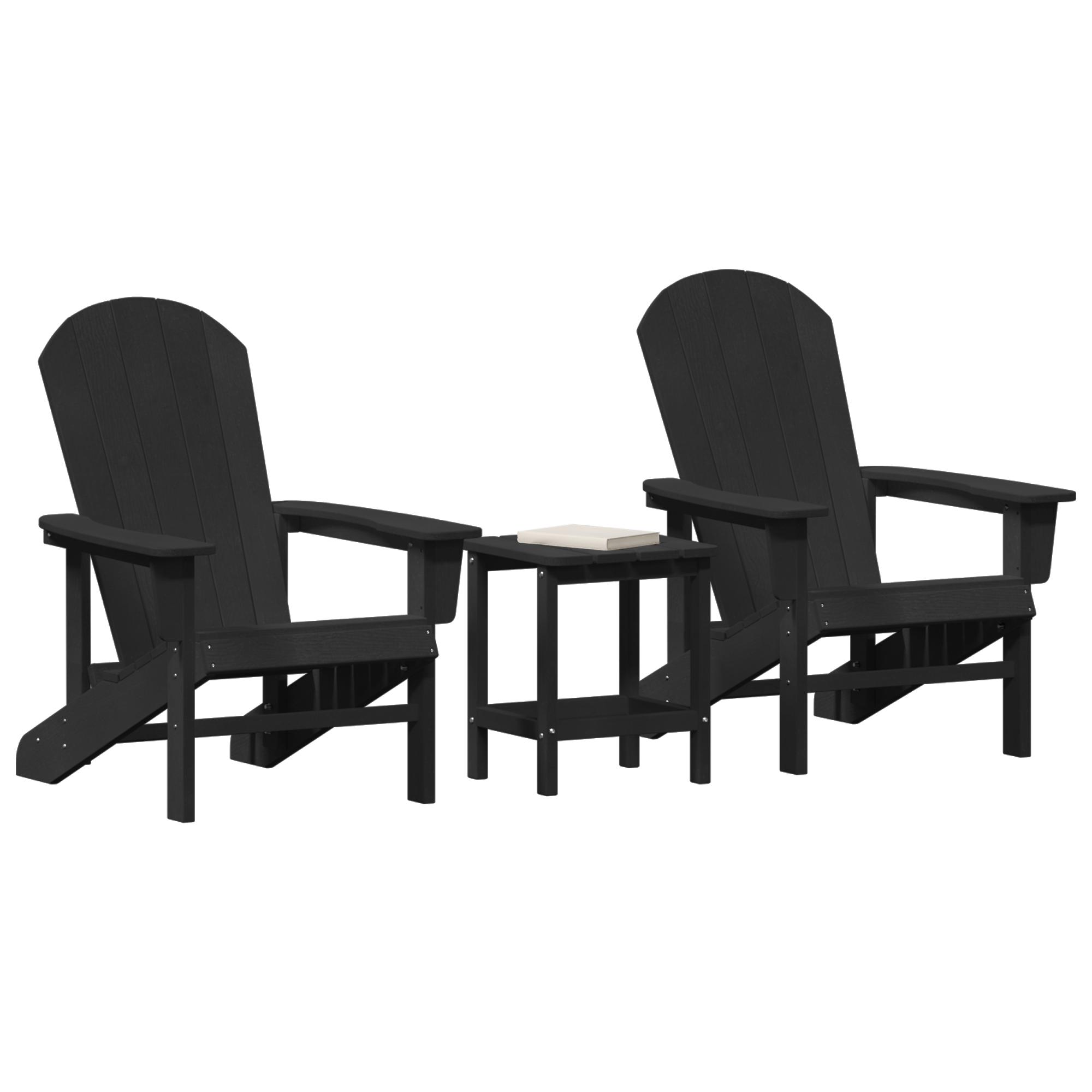 vidaXL 3-delige Loungeset HDPE zwart