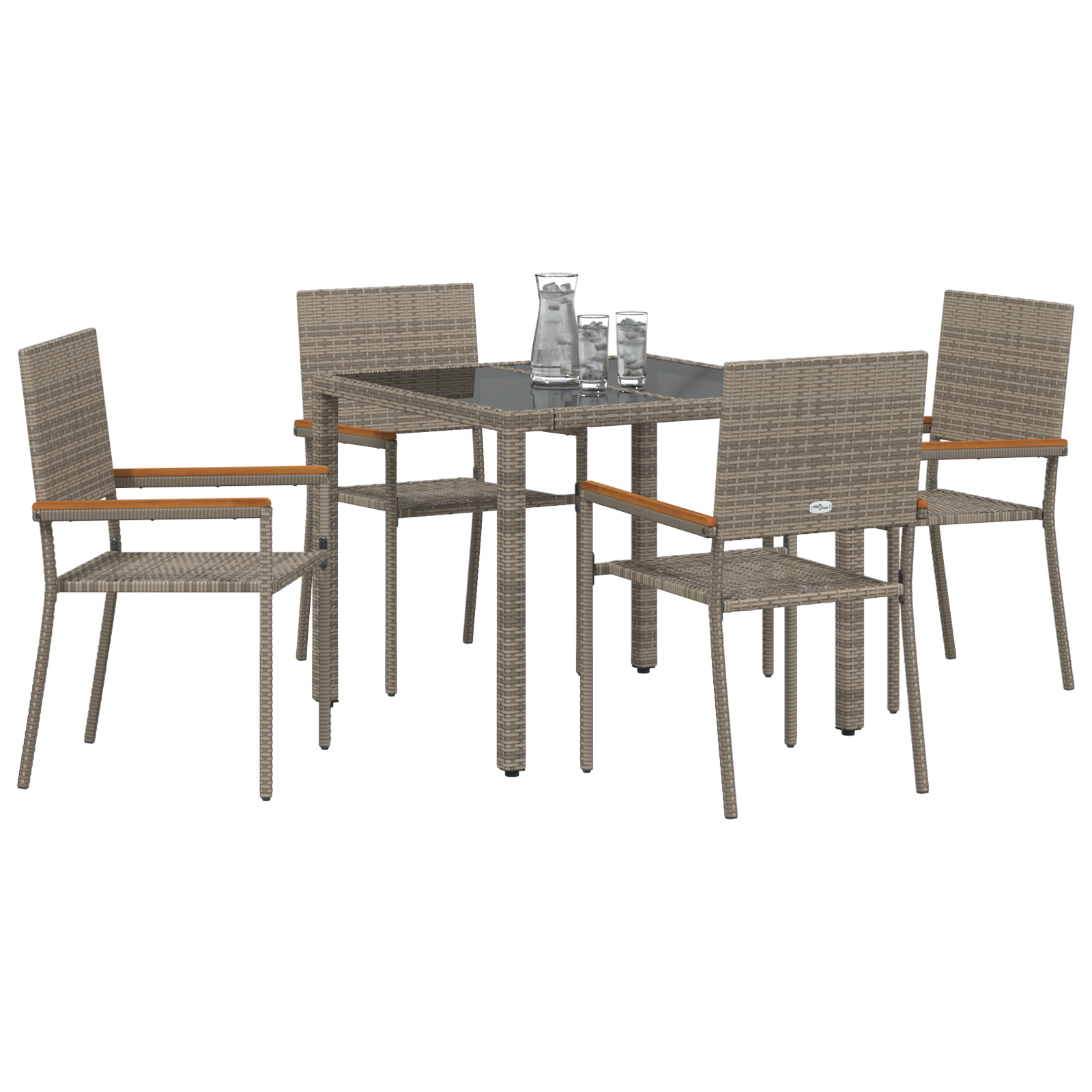 vidaXL 5-delige Tuinset poly rattan grijs