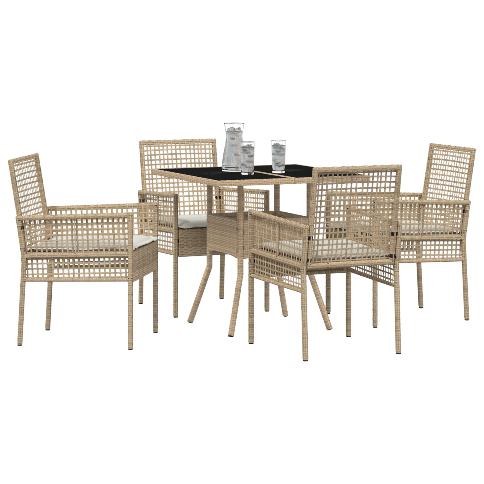 vidaXL 5-delige Tuinset poly rattanbeige