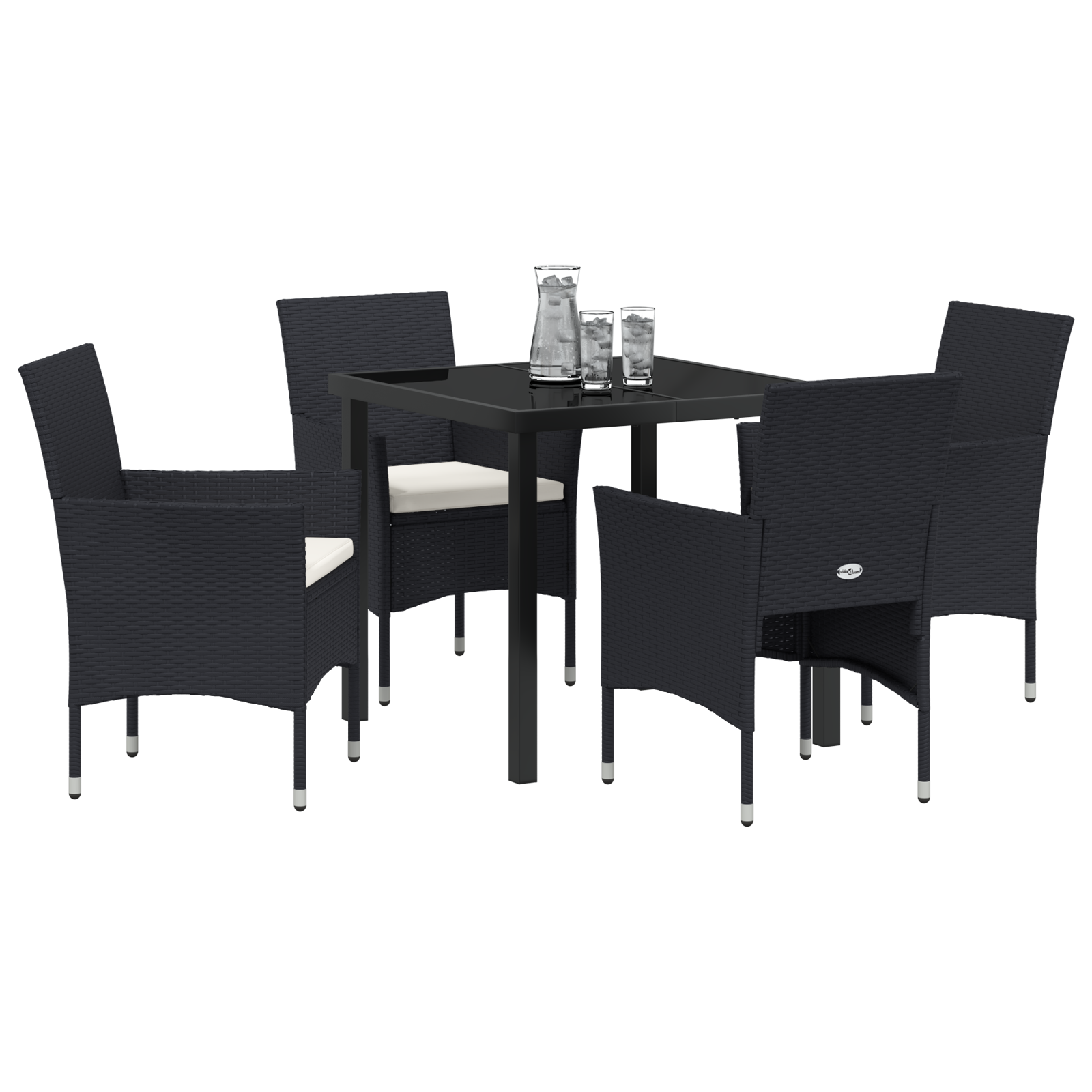 vidaXL 5-delige tuinset zwart poly rattan