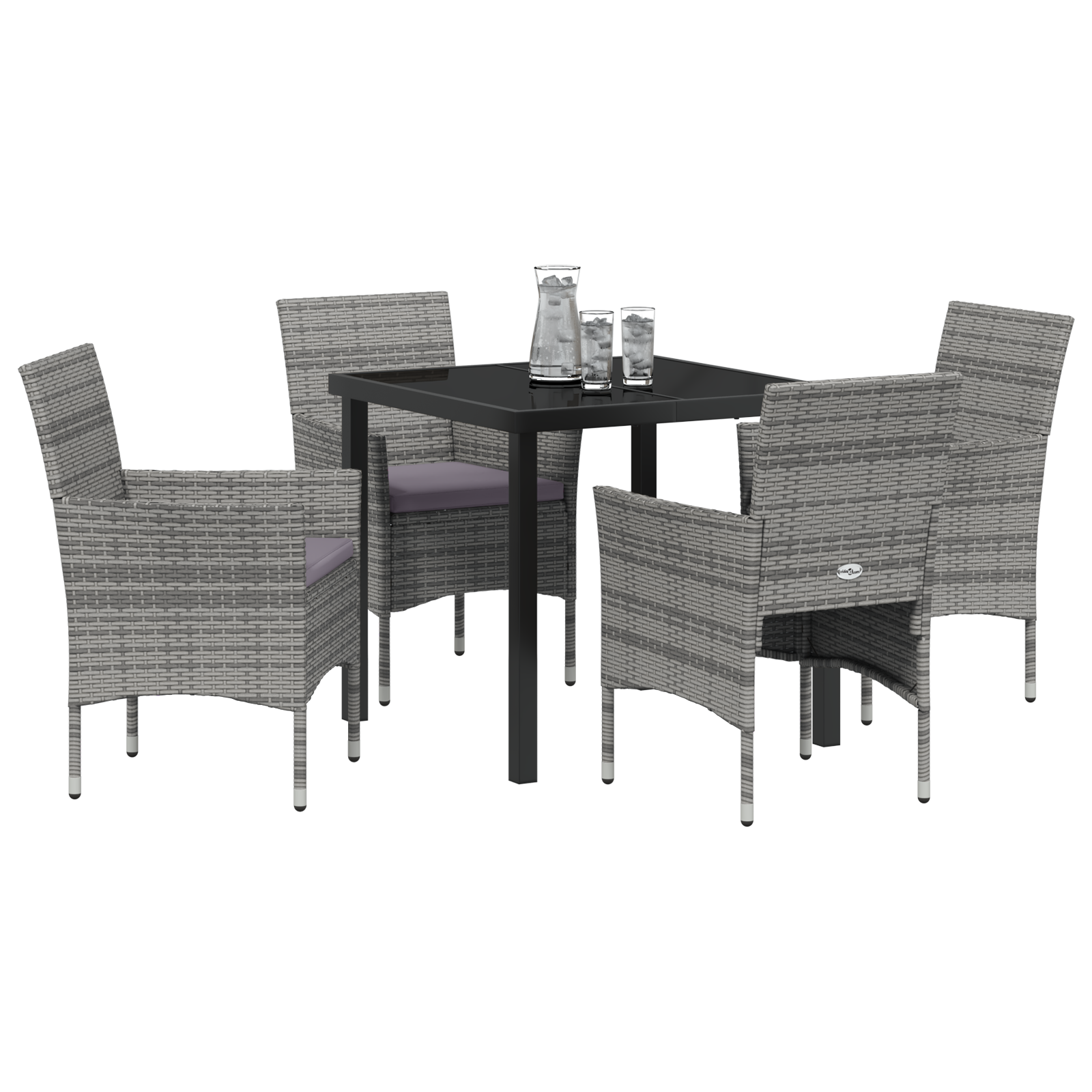 vidaXL 5-delige tuinset Grijs Poly Rattan