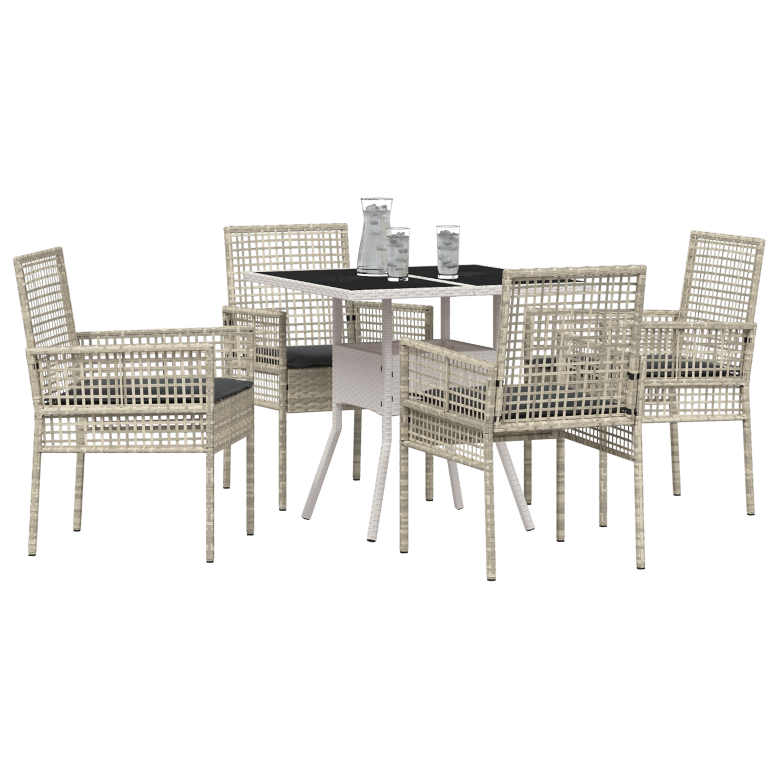 vidaXL 5-delige Tuinset poly rattan lichtgrijs