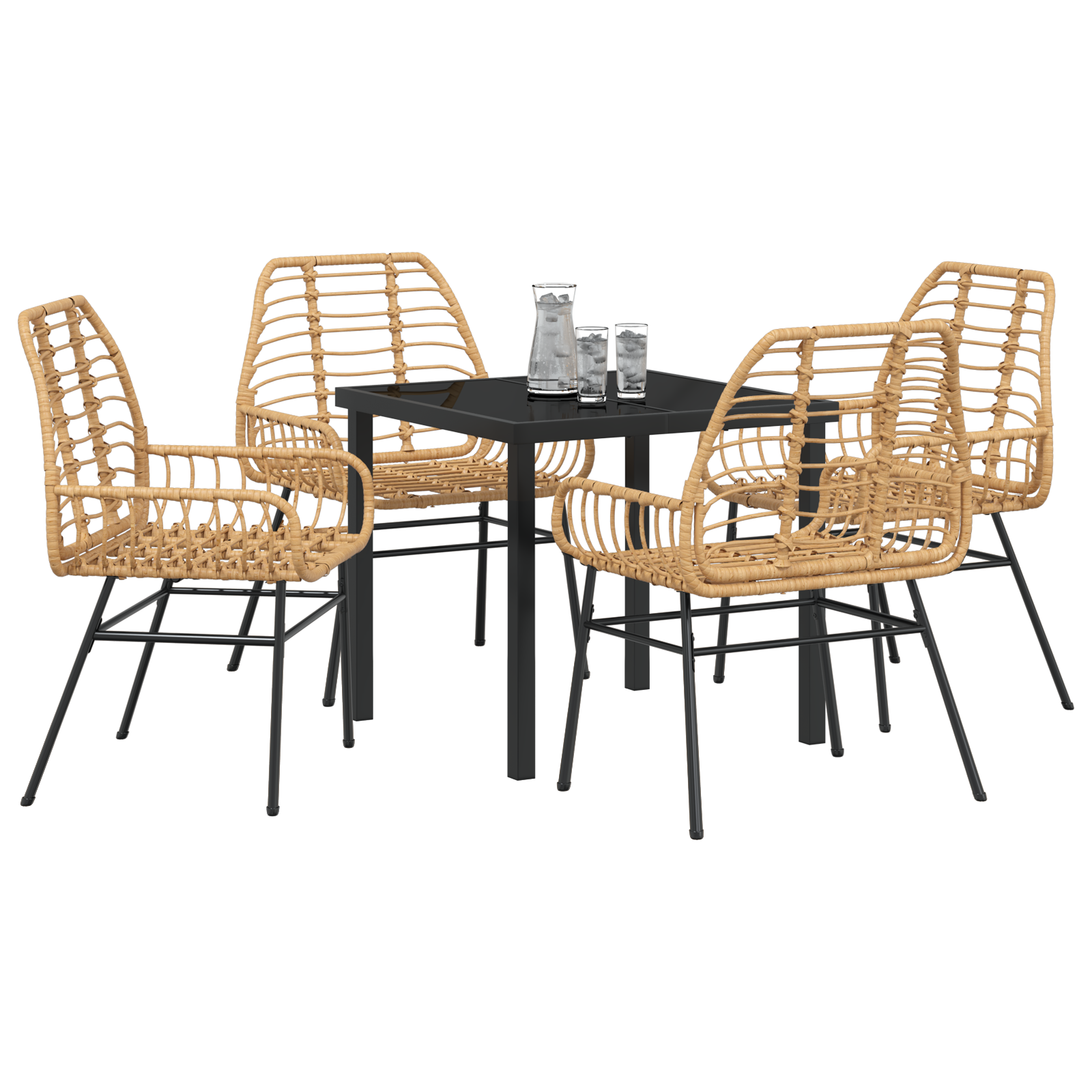 vidaXL 5-delige tuinset bruin poly rattan