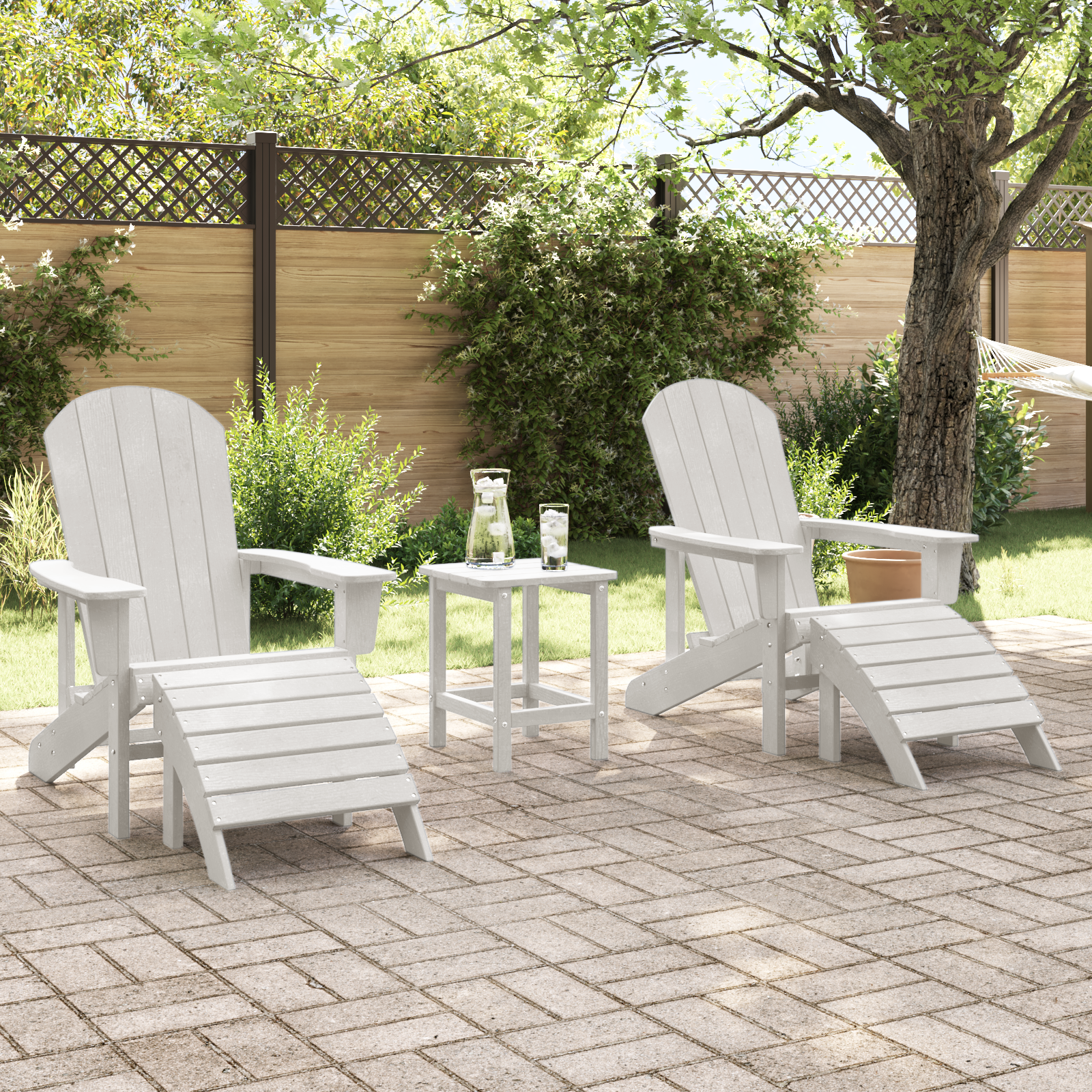 vidaXL Stoelen 2 st Adirondack met voetsteunen HDPE wit