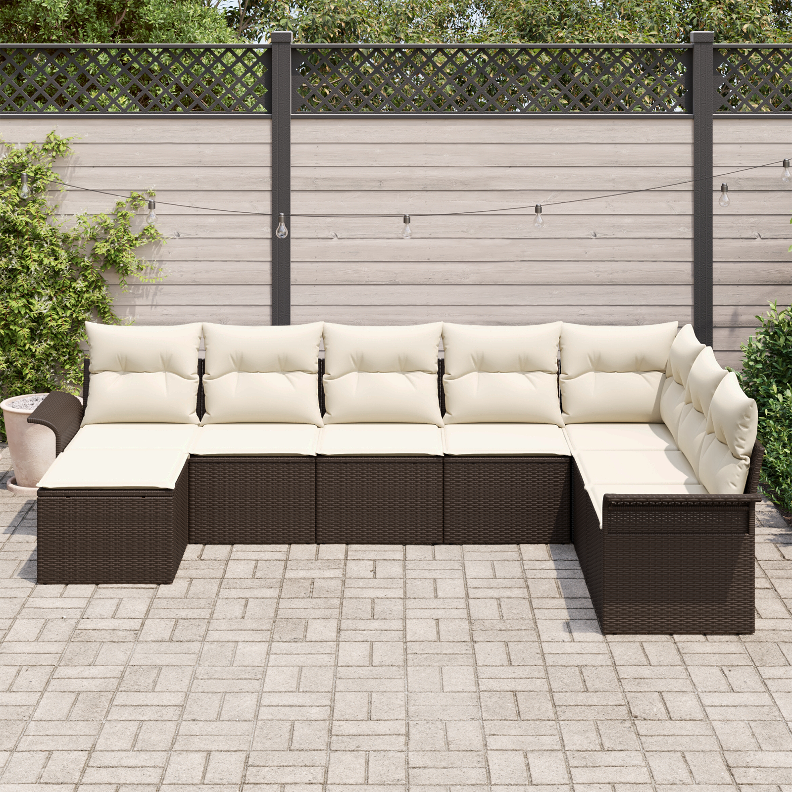 vidaXL Tuinbank 2-zits met opbergruimte en kussens poly rattan bruin