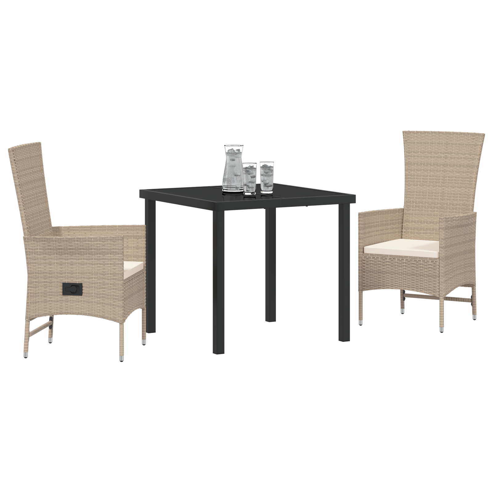 vidaXL 3-delige Tuinset met Kussens Beigekleurd Poly Rattan