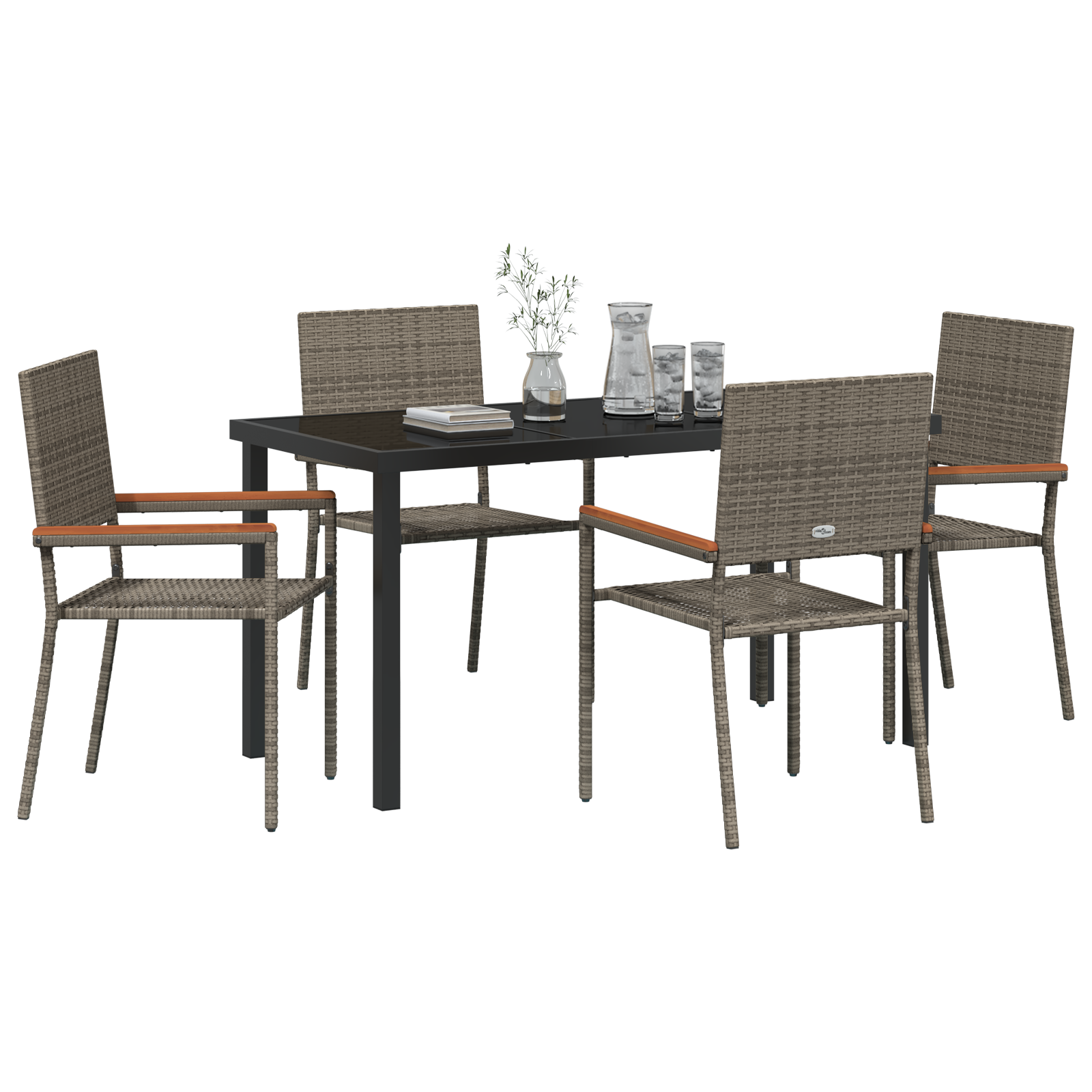 vidaXL 5-delige tuinset grijs poly rattan