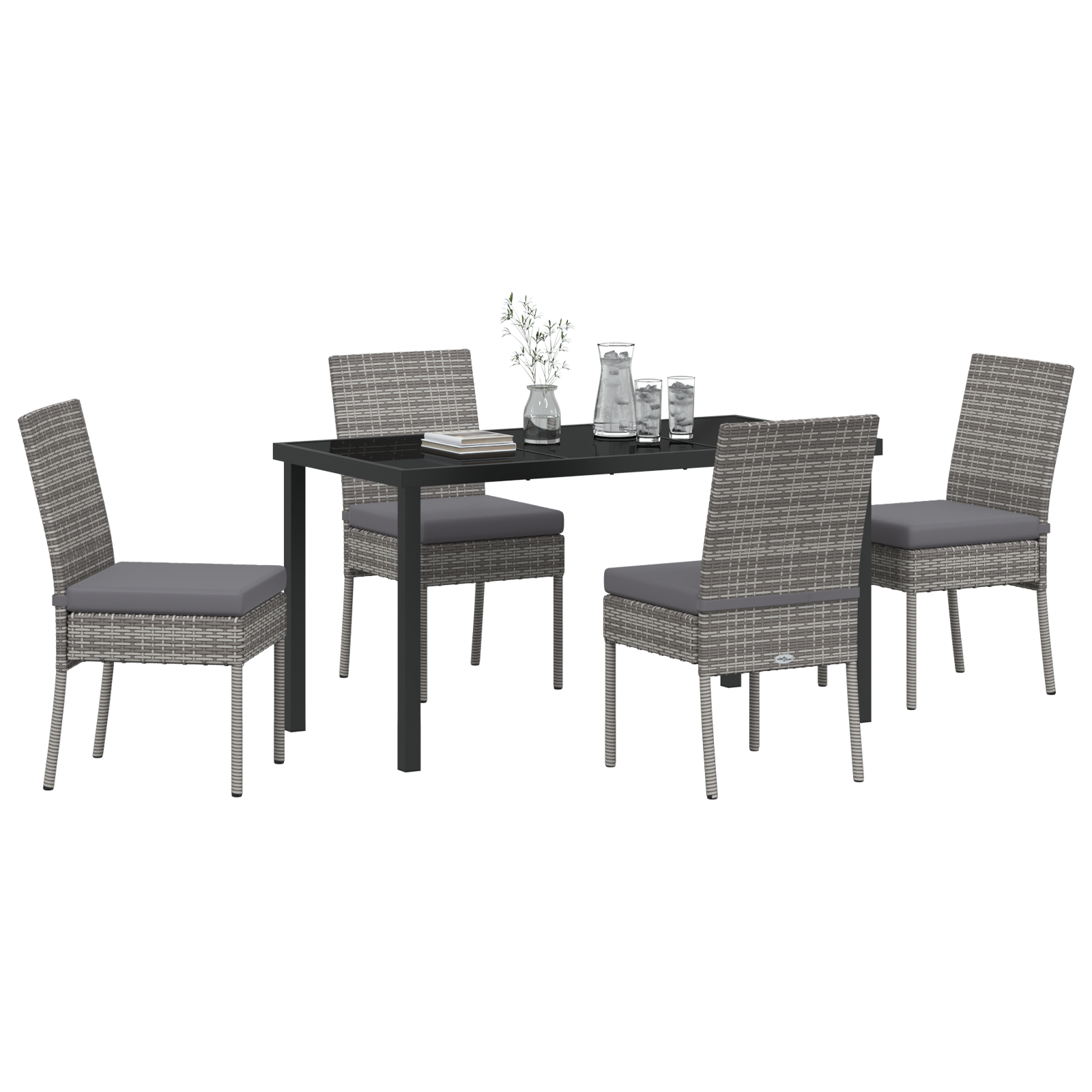 vidaXL 5-delige Tuinset Grijs Poly Rattan