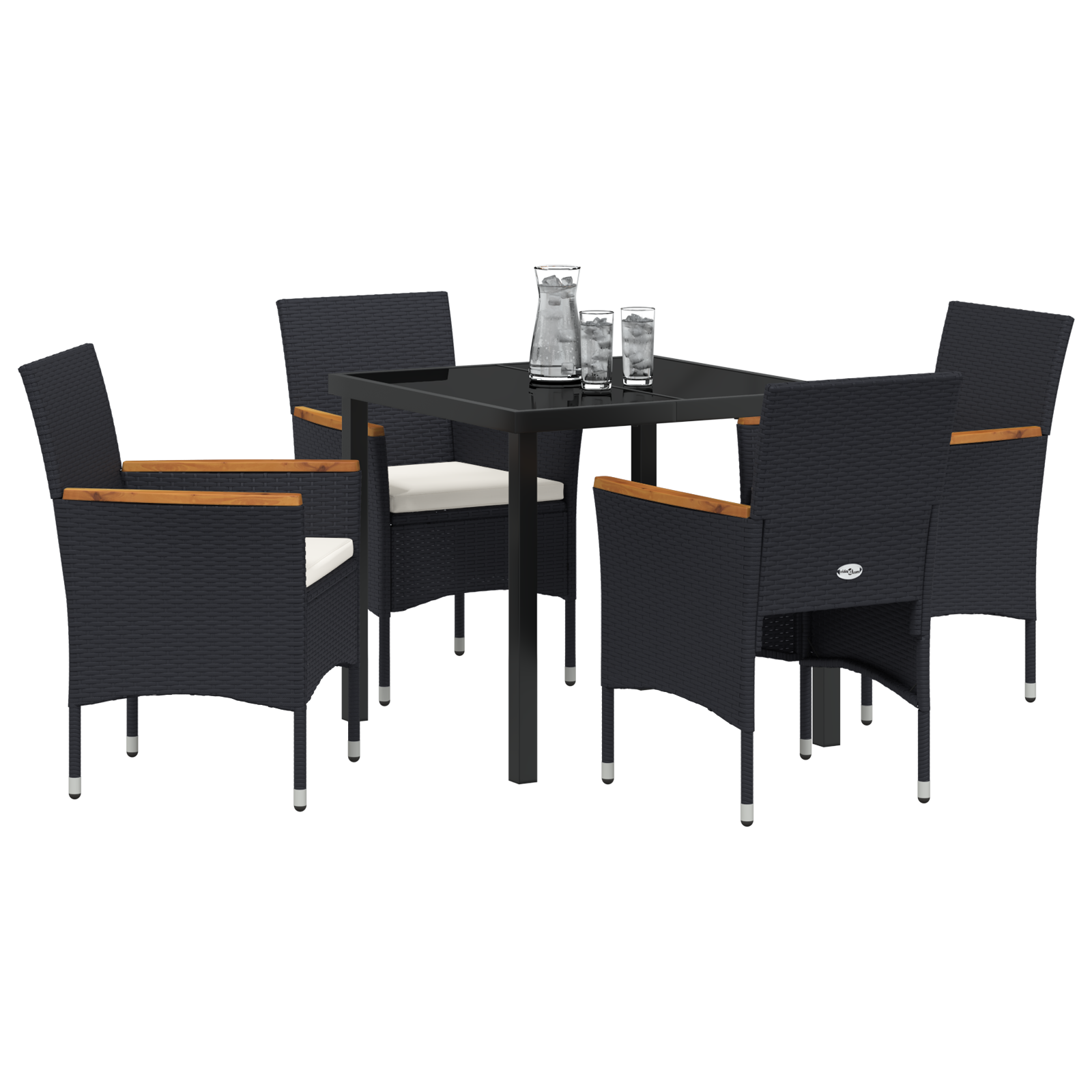 vidaXL 5-delige Tuin Eetset Zwart Poly Rattan