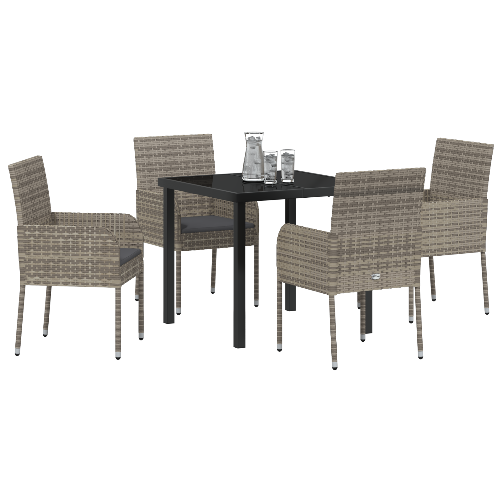 vidaXL 5-delige tuinset met kussens - Grijs Poly Rattan