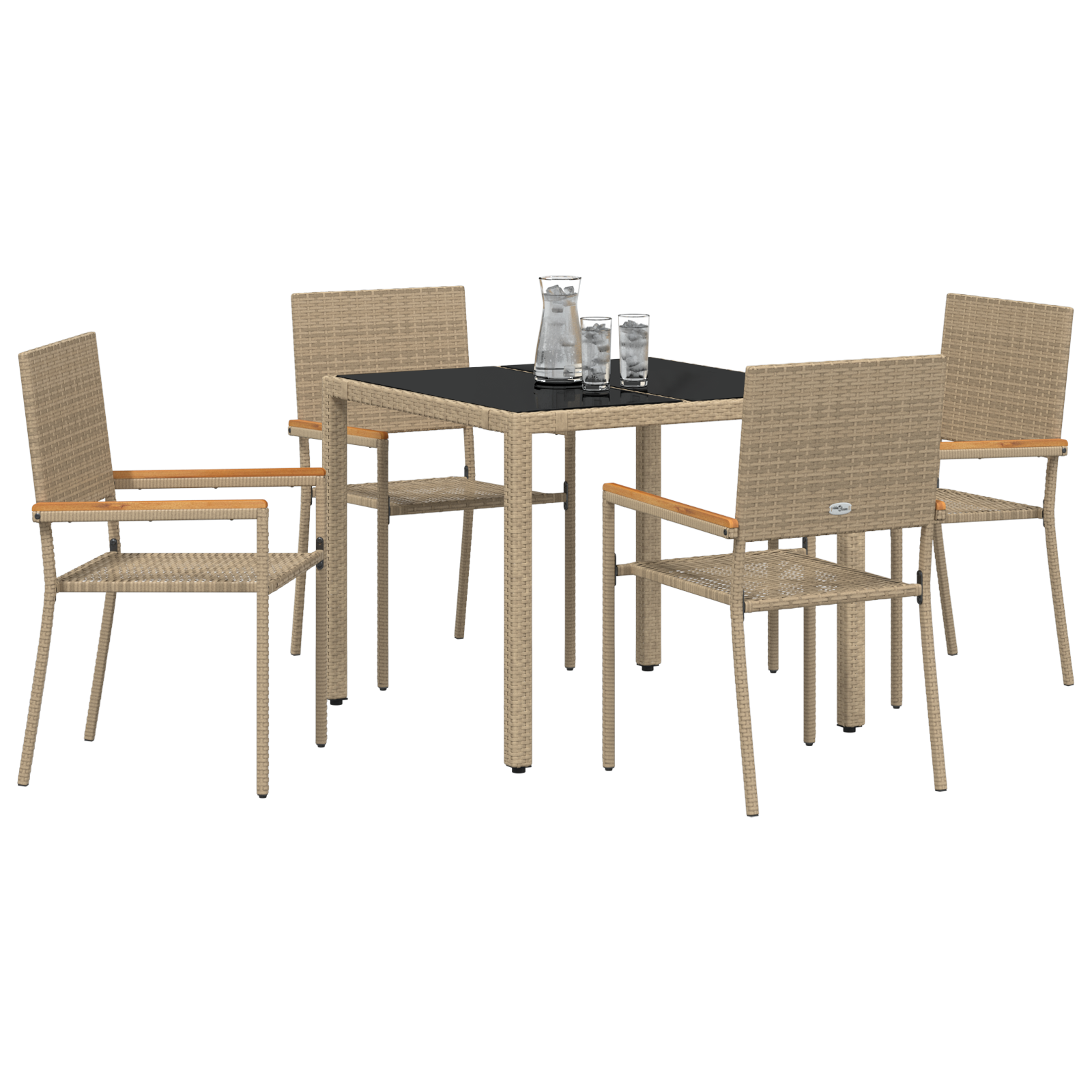 vidaXL 5-delige Tuinset poly rattan beige
