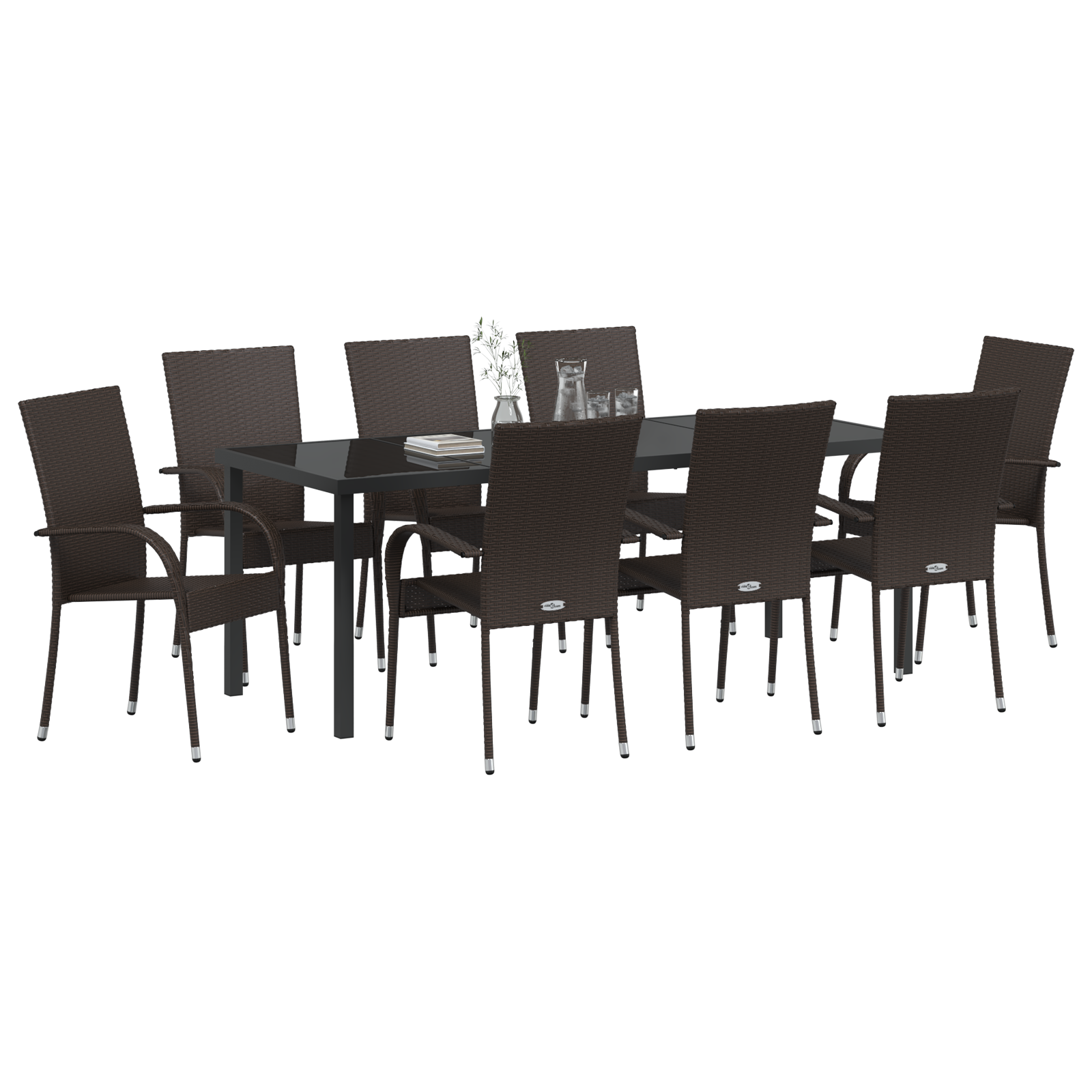 vidaXL 5-delige tuintafelset - Bruine poly rattan