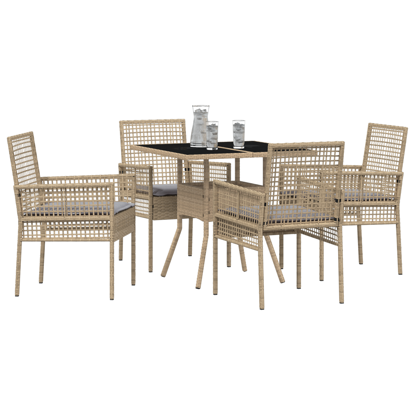 vidaXL 5-delige Tuinset poly rattan beige
