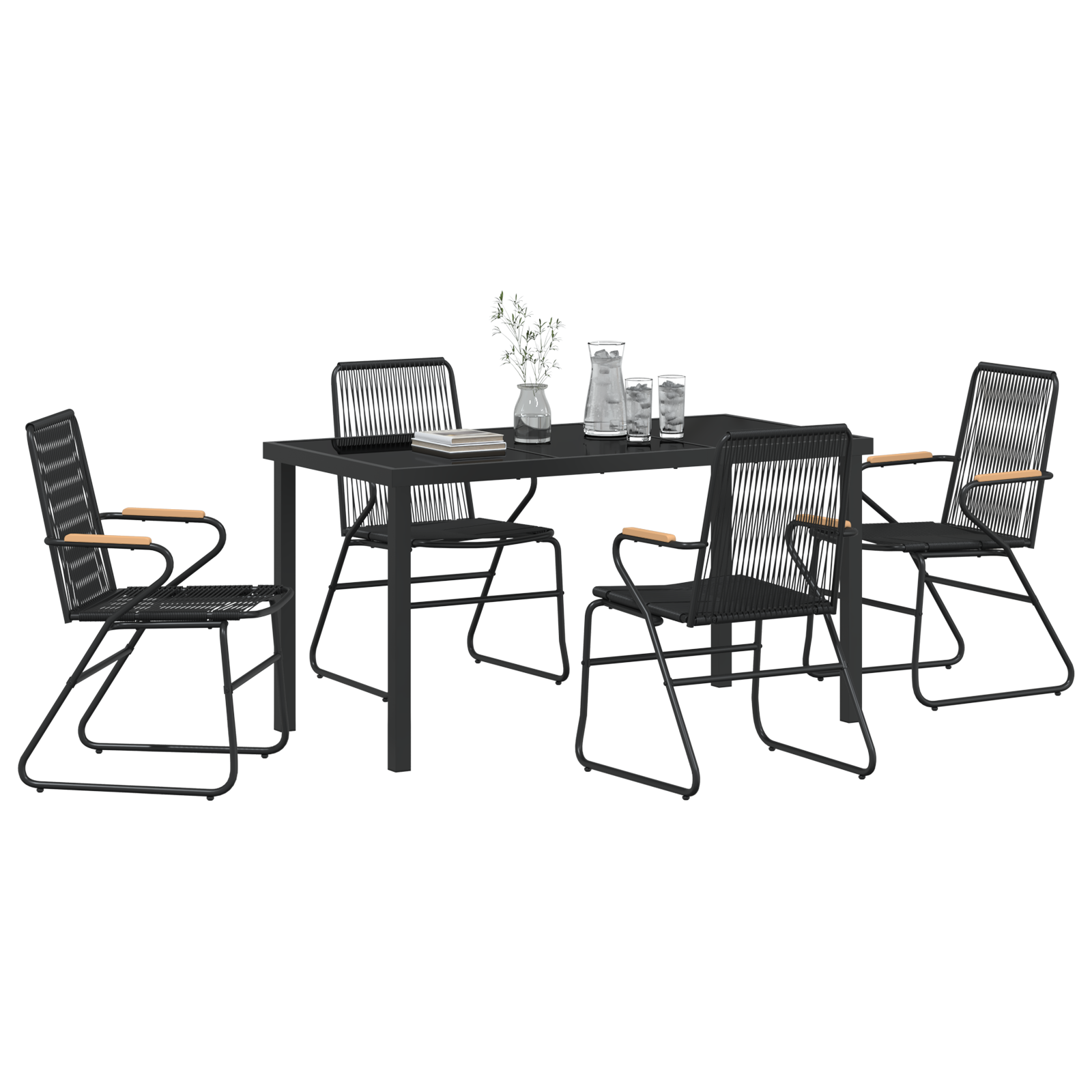 vidaXL 5-delige tuinset Zwart PVC Rattan