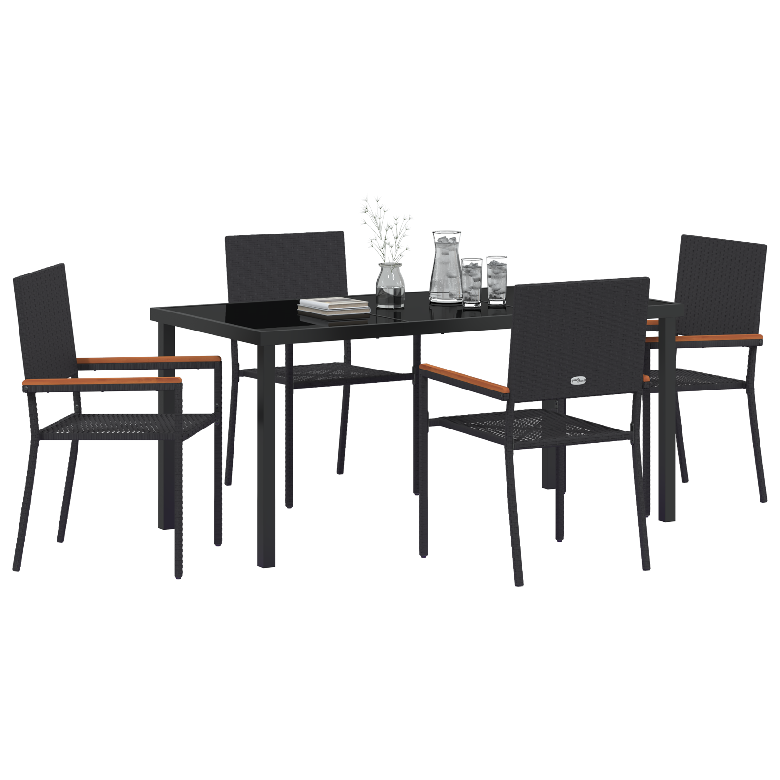 vidaXL 5-delige Tuinset Zwart Poly Rattan