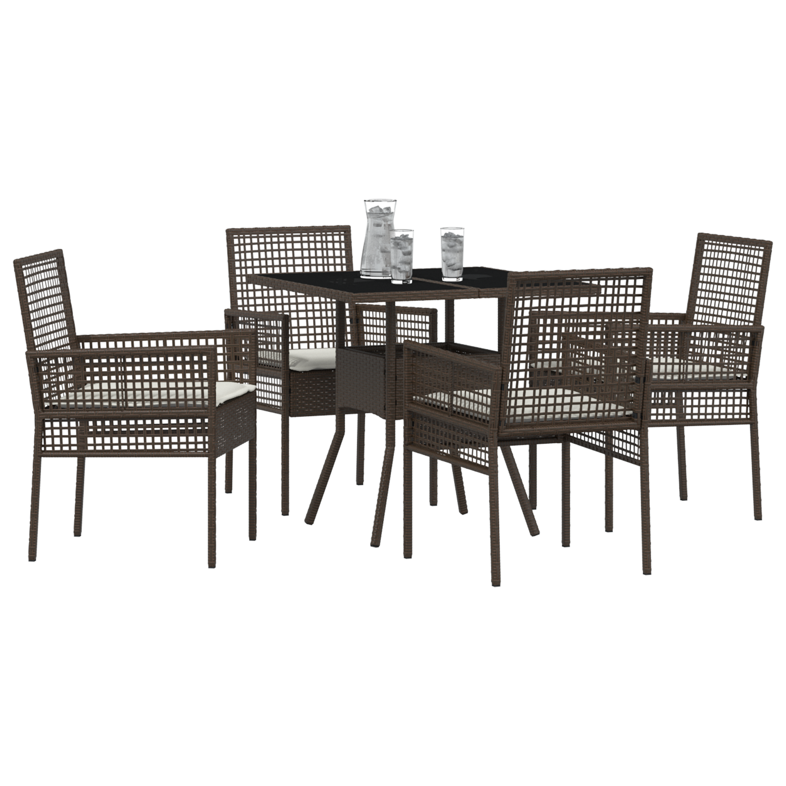 vidaXL 5-delige Tuinset poly rattan bruin