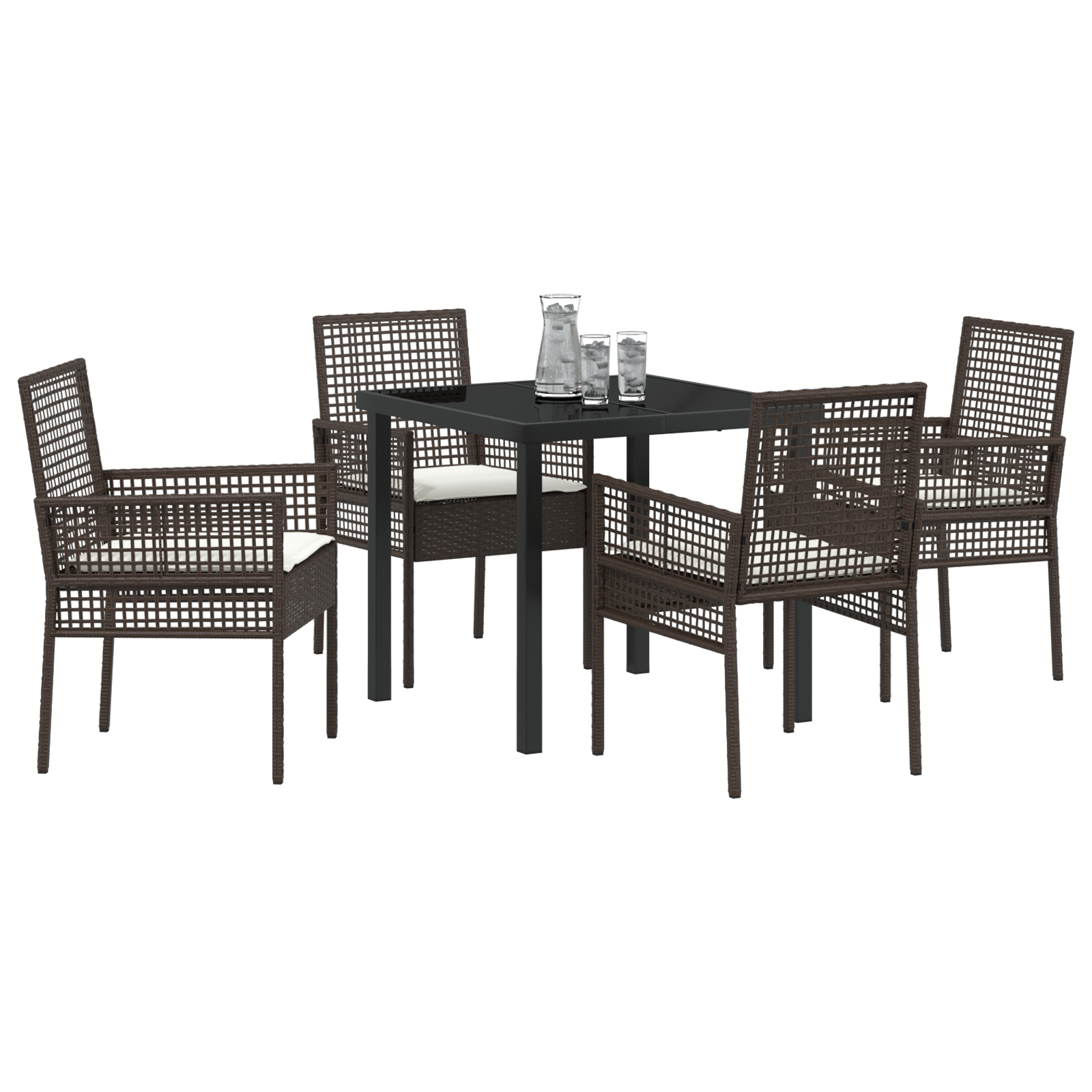 vidaXL 5-delige tuinset met kussens bruin poly rattan