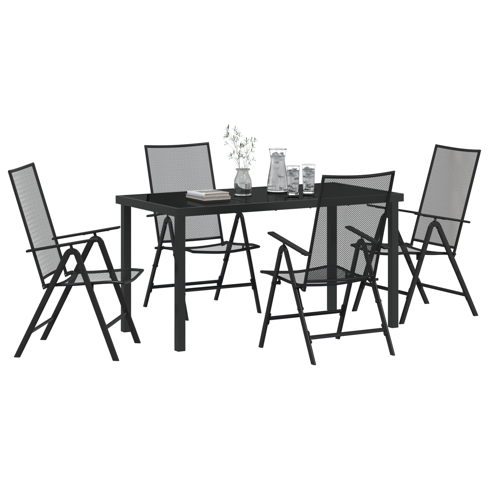 vidaXL 5-delige Tuin Eetset in Anthraciet Staal