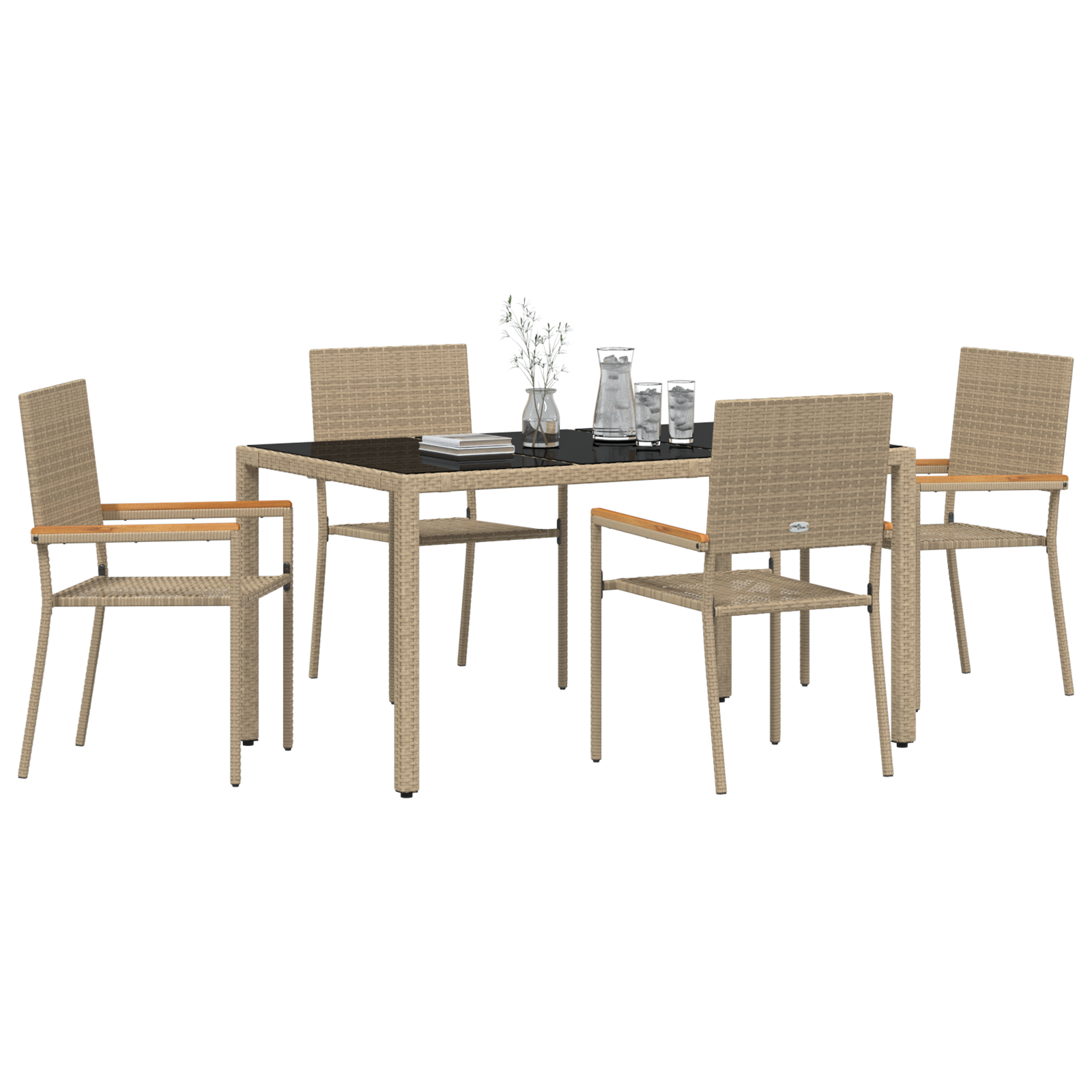 vidaXL 5-delige Tuinset poly rattan beige