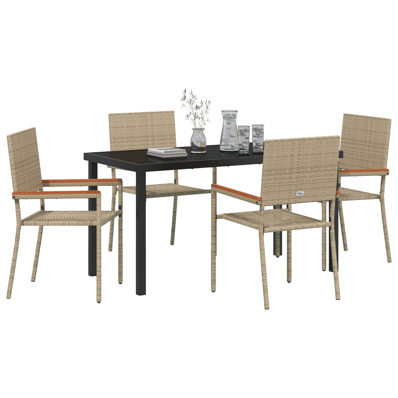 vidaXL 5-delige tuin eetset in beige poly rattan