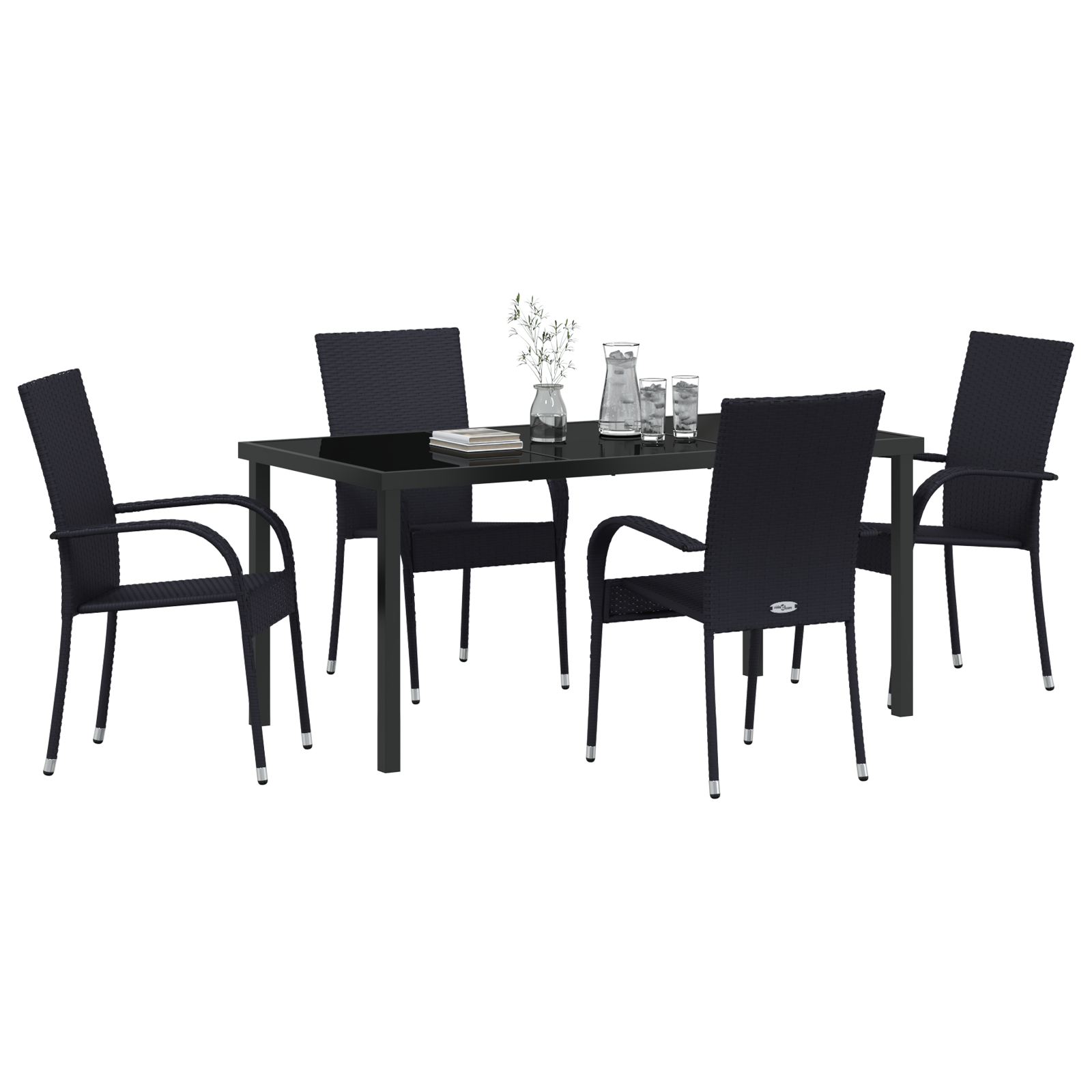 vidaXL 5-delige tuinset – Zwart poly rattan
