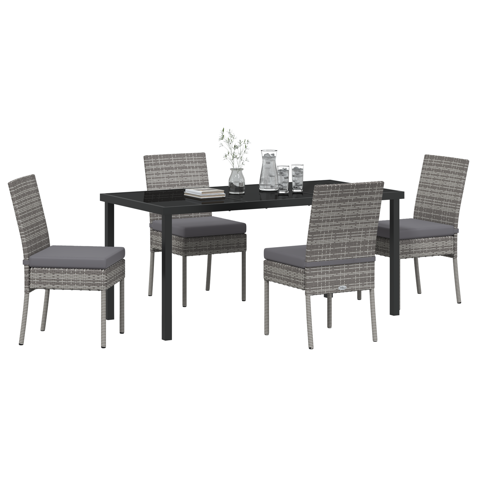 vidaXL 5-delige Tuinset Grijs Poly Rattan