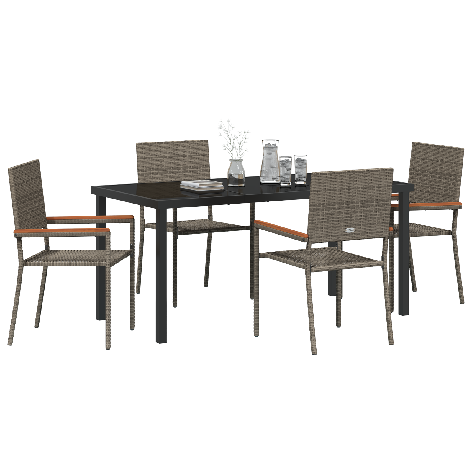 vidaXL 5-delige tuin eetset grijs poly rattan