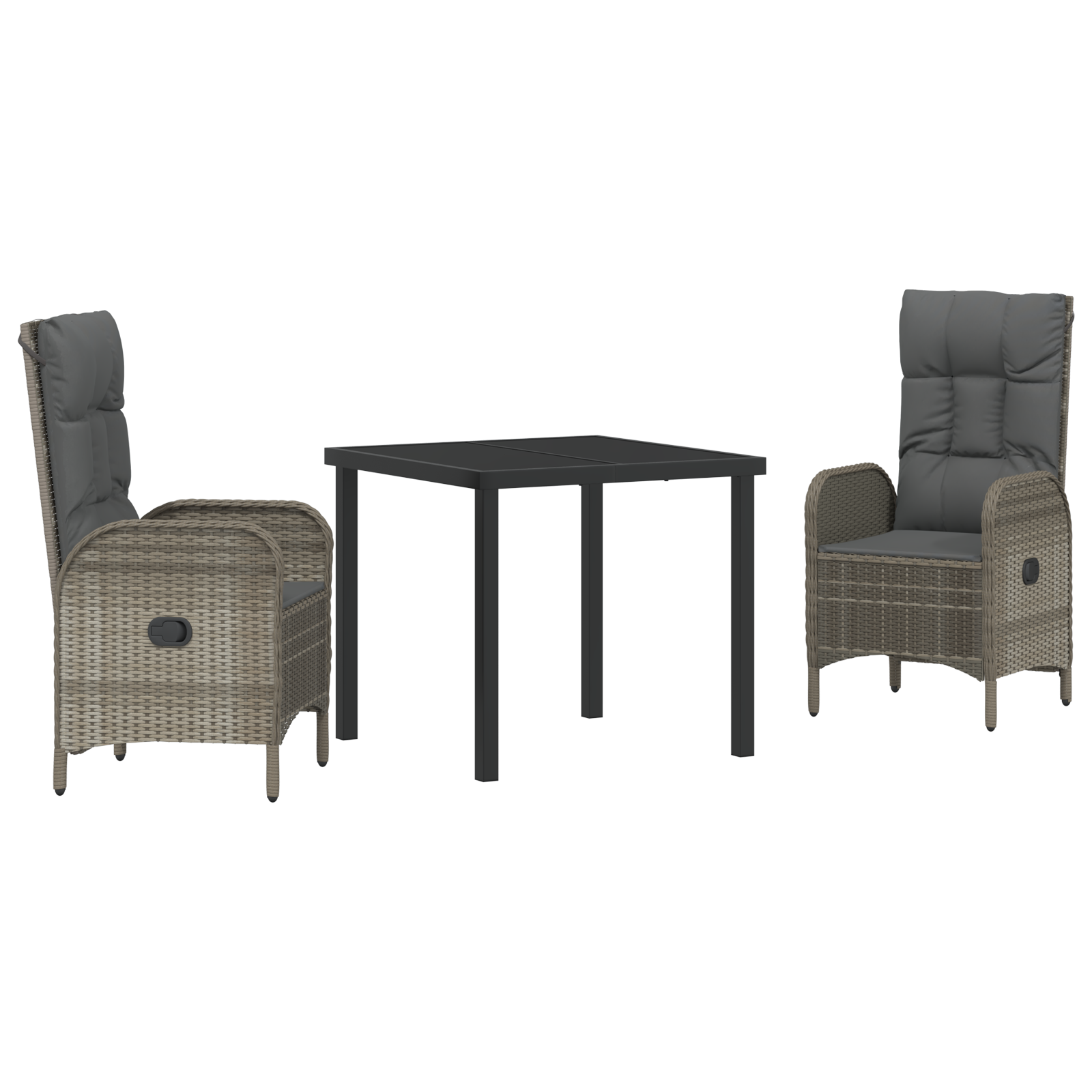 vidaXL 3-delige Tuin Eettafel Set Grijs Poly Rattan