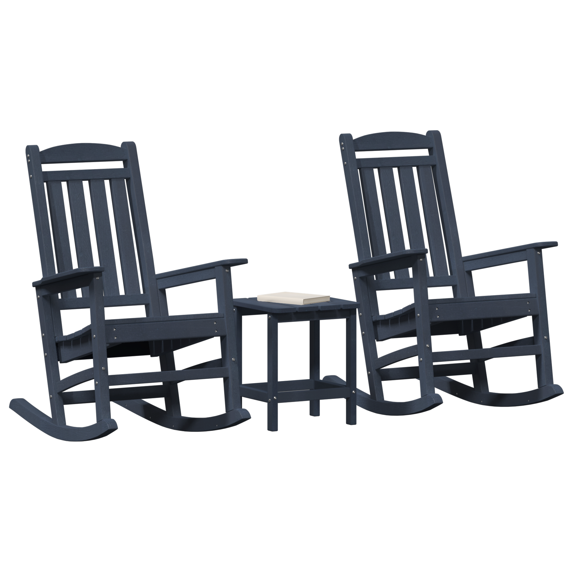 vidaXL 3-delige tuin loungeset marineblauw HDPE