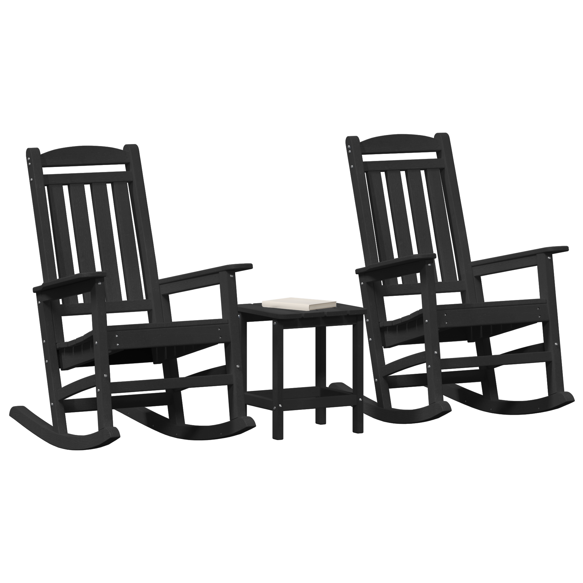 vidaXL 3-delige tuin lounge set zwart HDPE