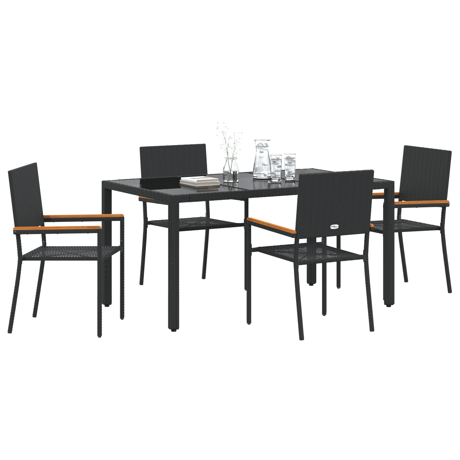 vidaXL 5-delige Tuinset poly rattan zwart