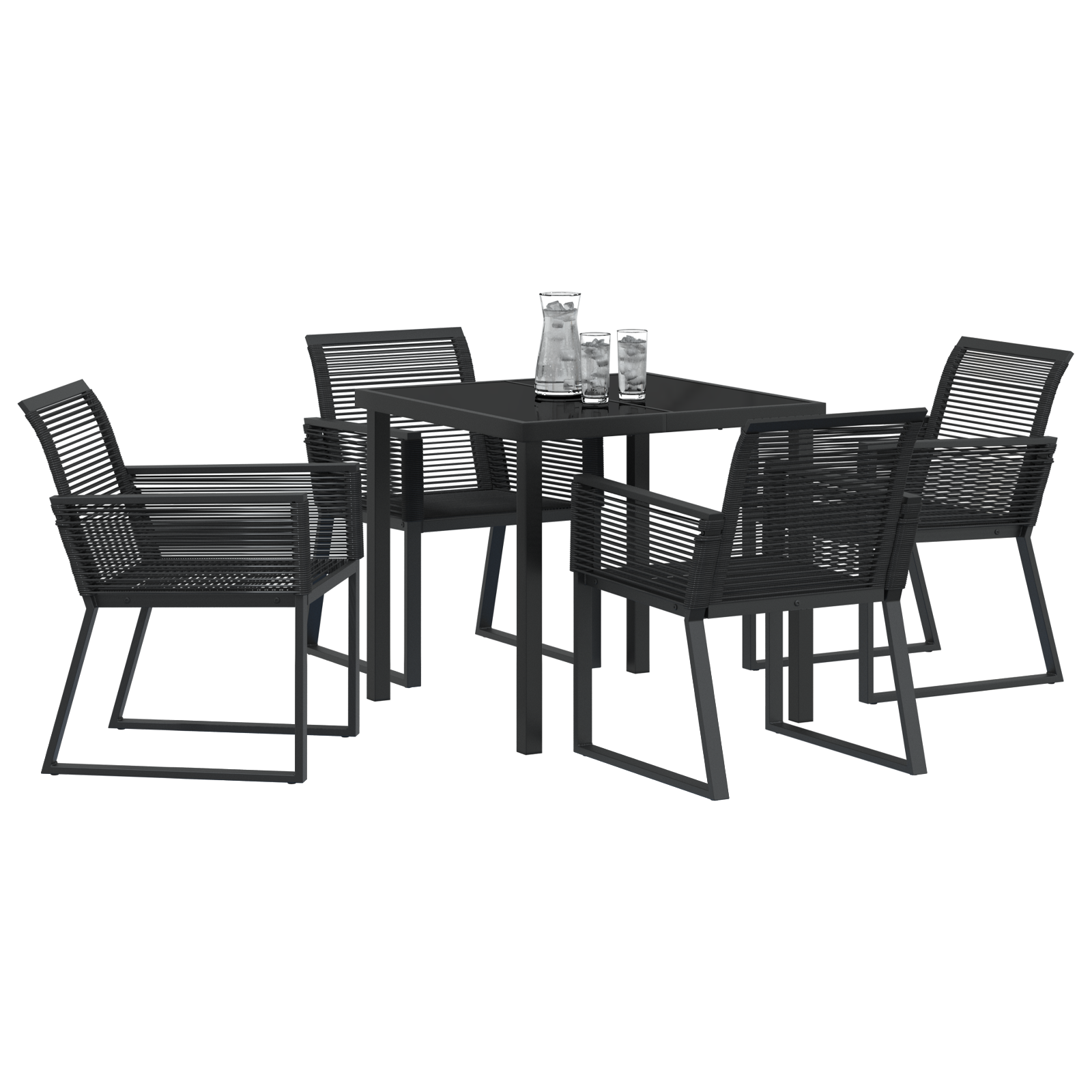 vidaXL 5-delige tuinset Zwart Poly Rattan