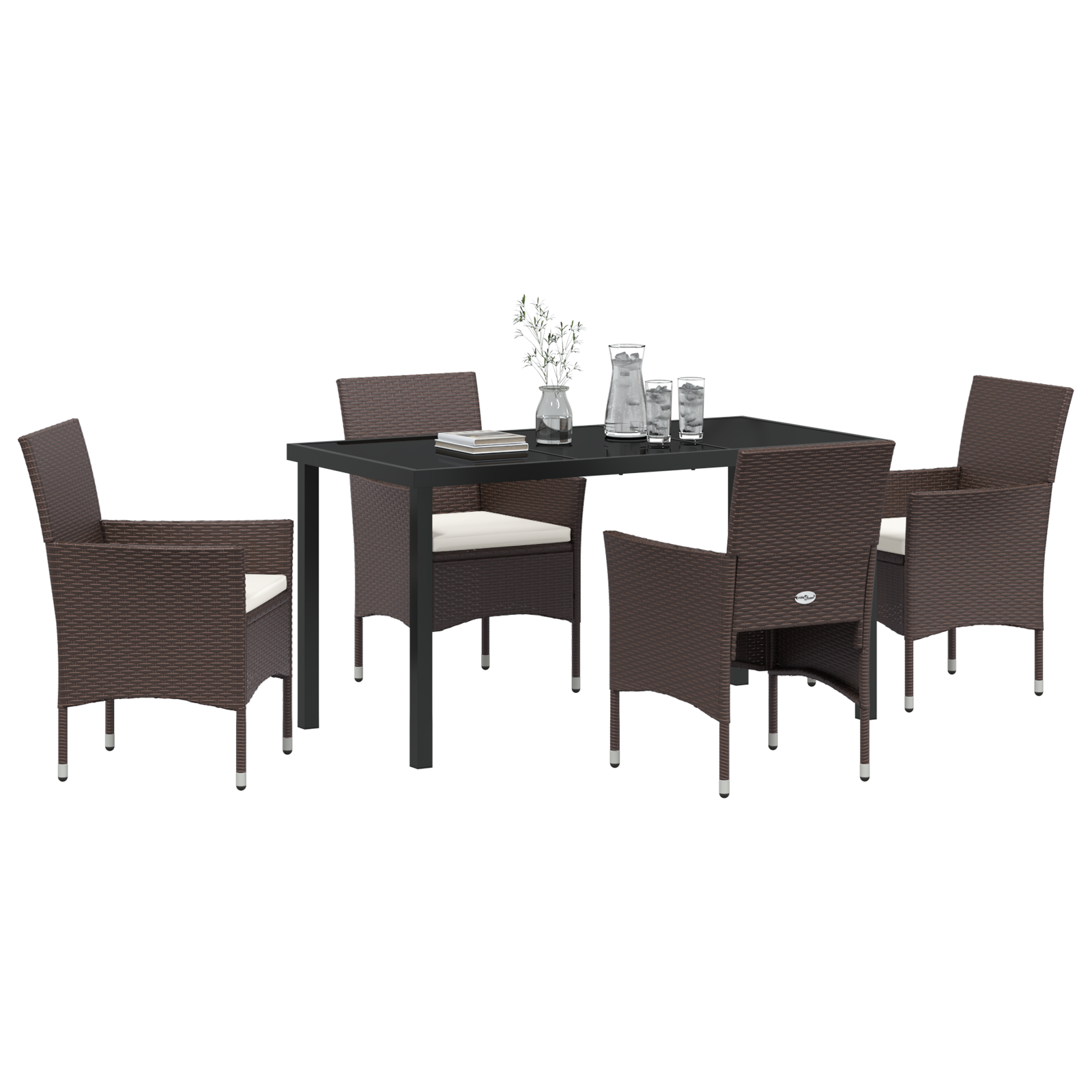 vidaXL 5-delige tuinset Bruin Poly Rattan