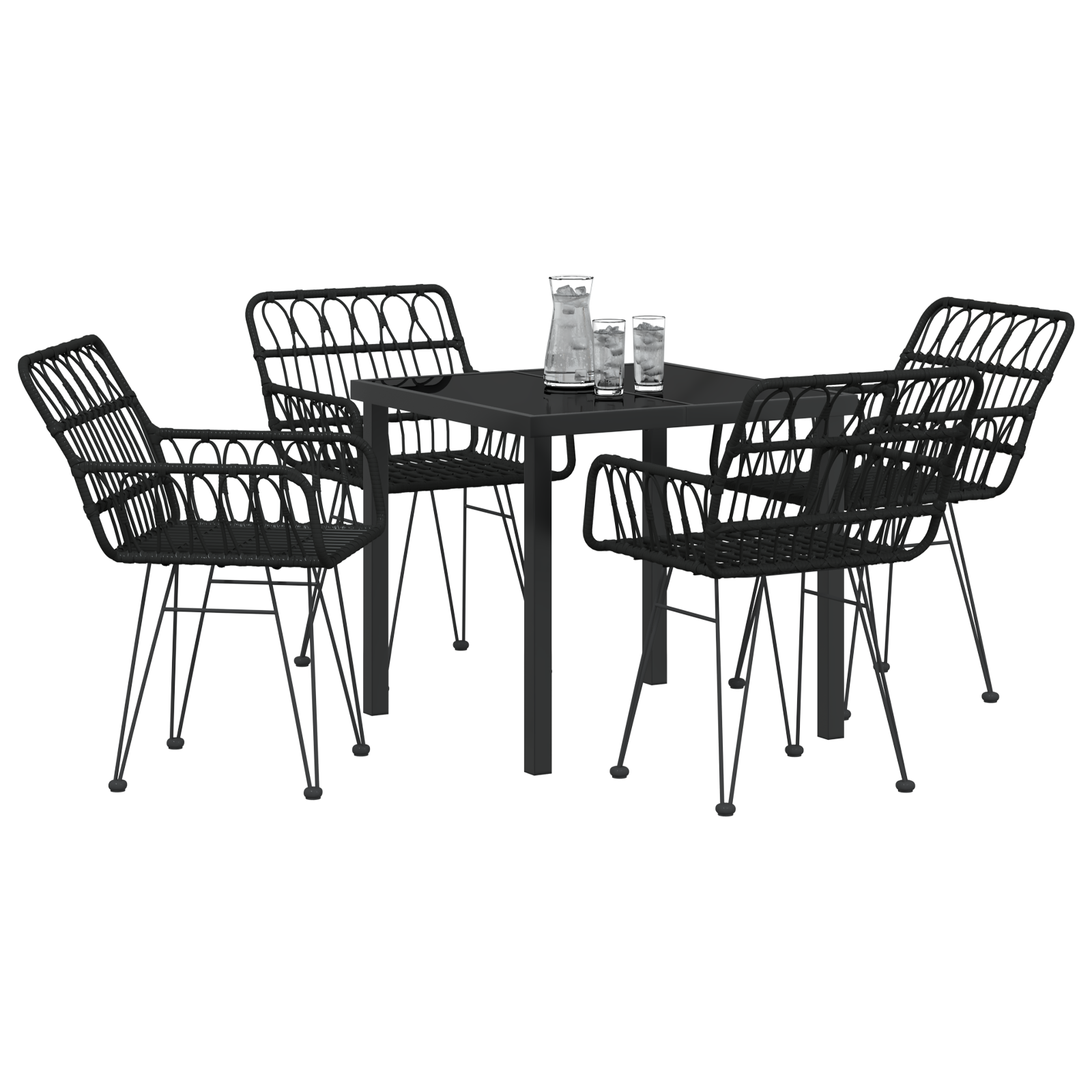 vidaXL 5-delige tuinset Zwart Poly rattan