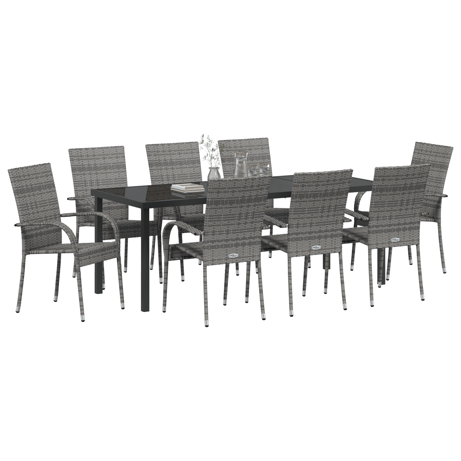 vidaXL 5-delige Tuin Eetset – Grijs Poly Rattan