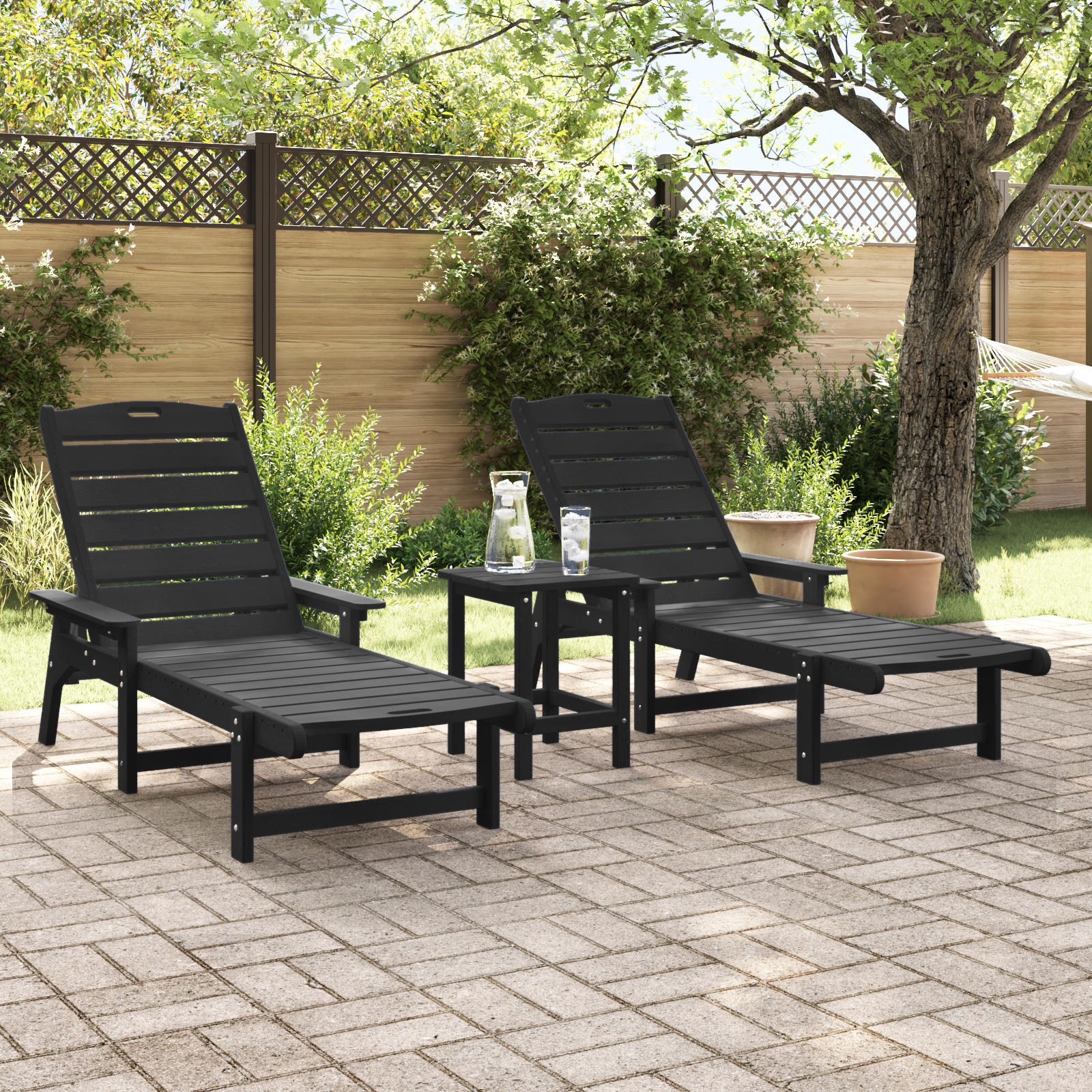 vidaXL Ligbedden 2 stuks zwart 162x53x98,5 cm HDPE