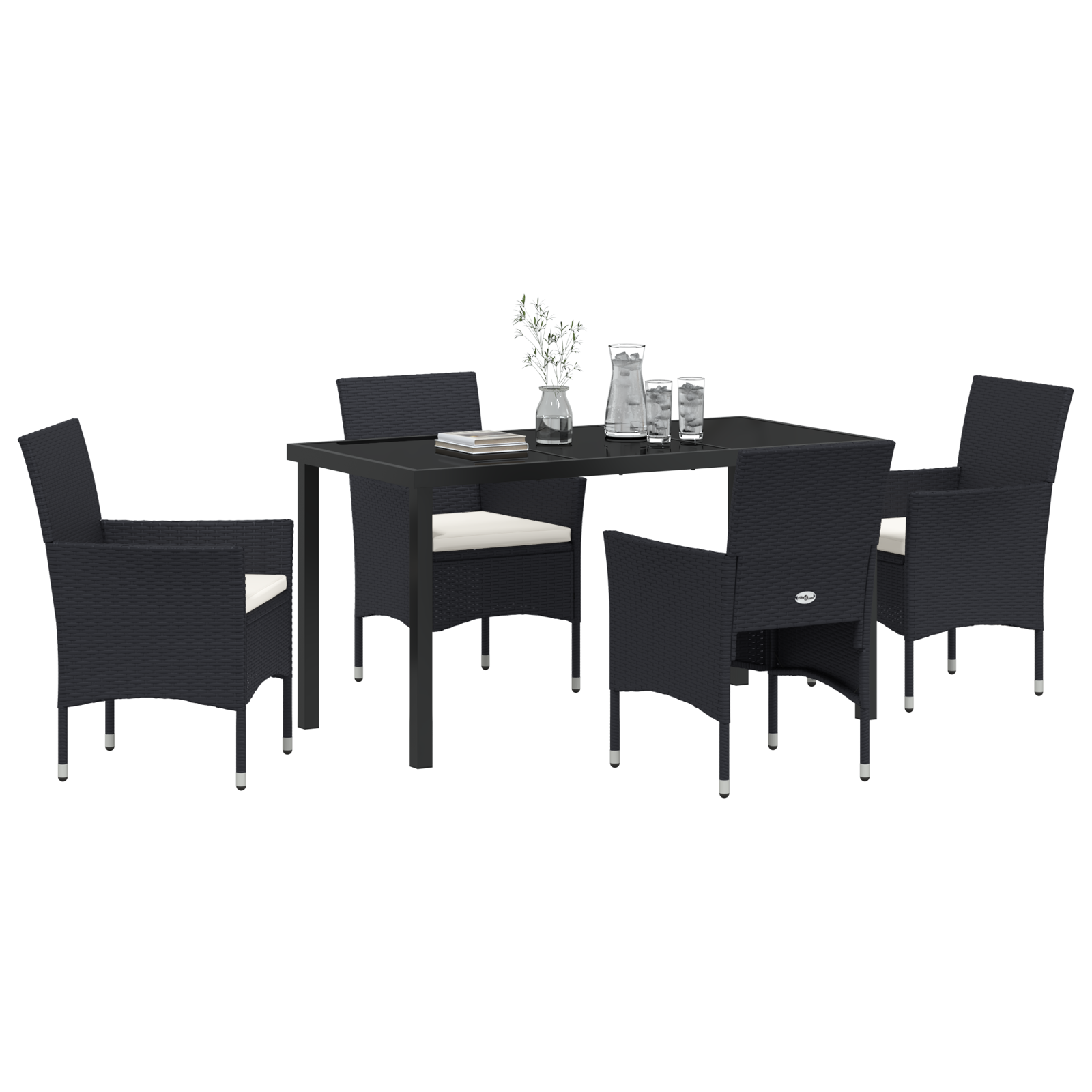vidaXL 5-delige tuinset zwart poly rattan