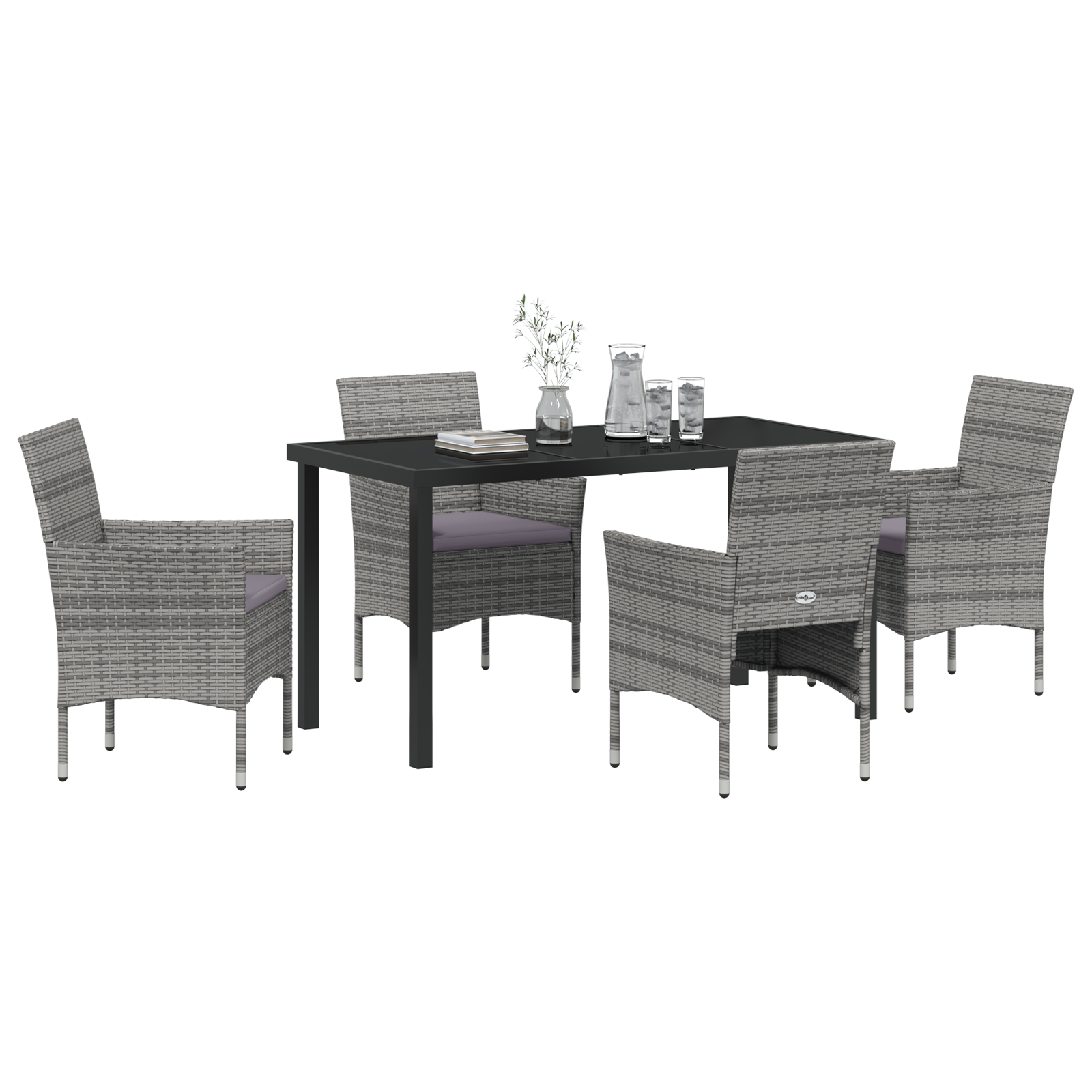 vidaXL 5-delige Tuin Eetset Grijs Poly Rattan